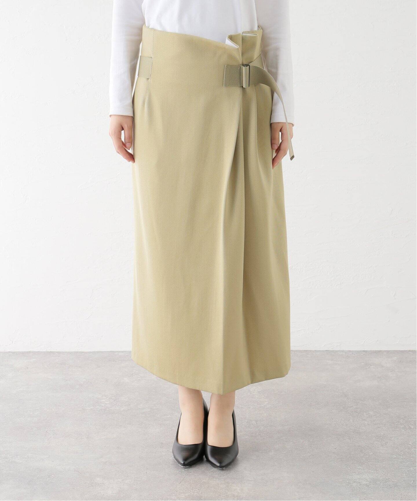 YLEVE/イレーヴ ウールレーヨンツイルラップスカート（ロング・マキシ  