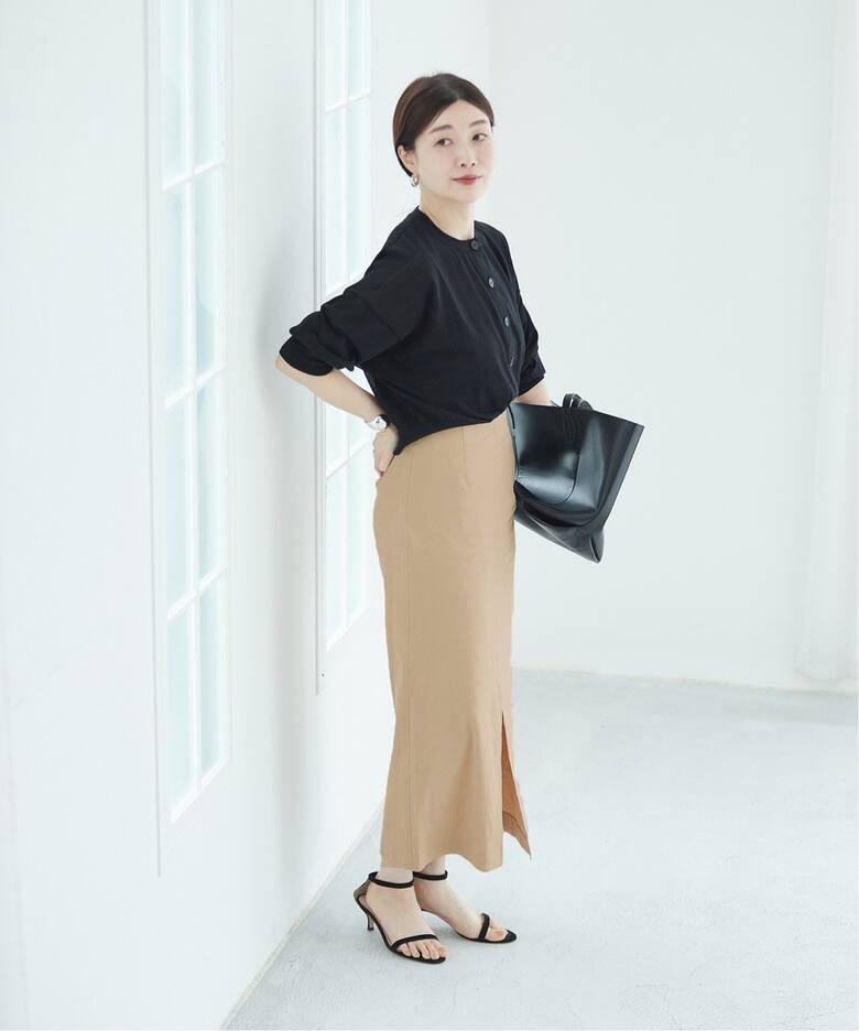 追加》バイオリネンストレッチタイトスカート（ロング・マキシ丈 