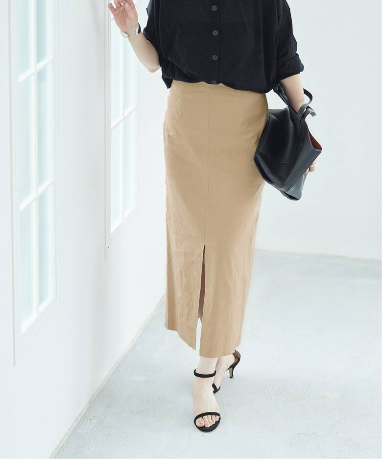 追加》バイオリネンストレッチタイトスカート（ロング・マキシ丈 