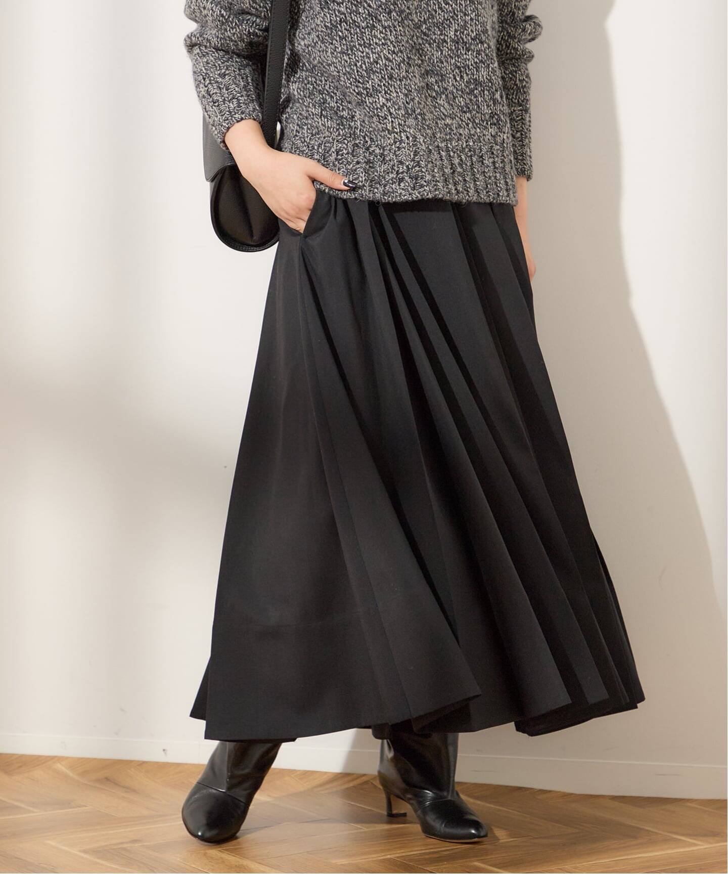 美品レディースS☆Harrods高品質ブラック薄手ウールスカート （WOOL 