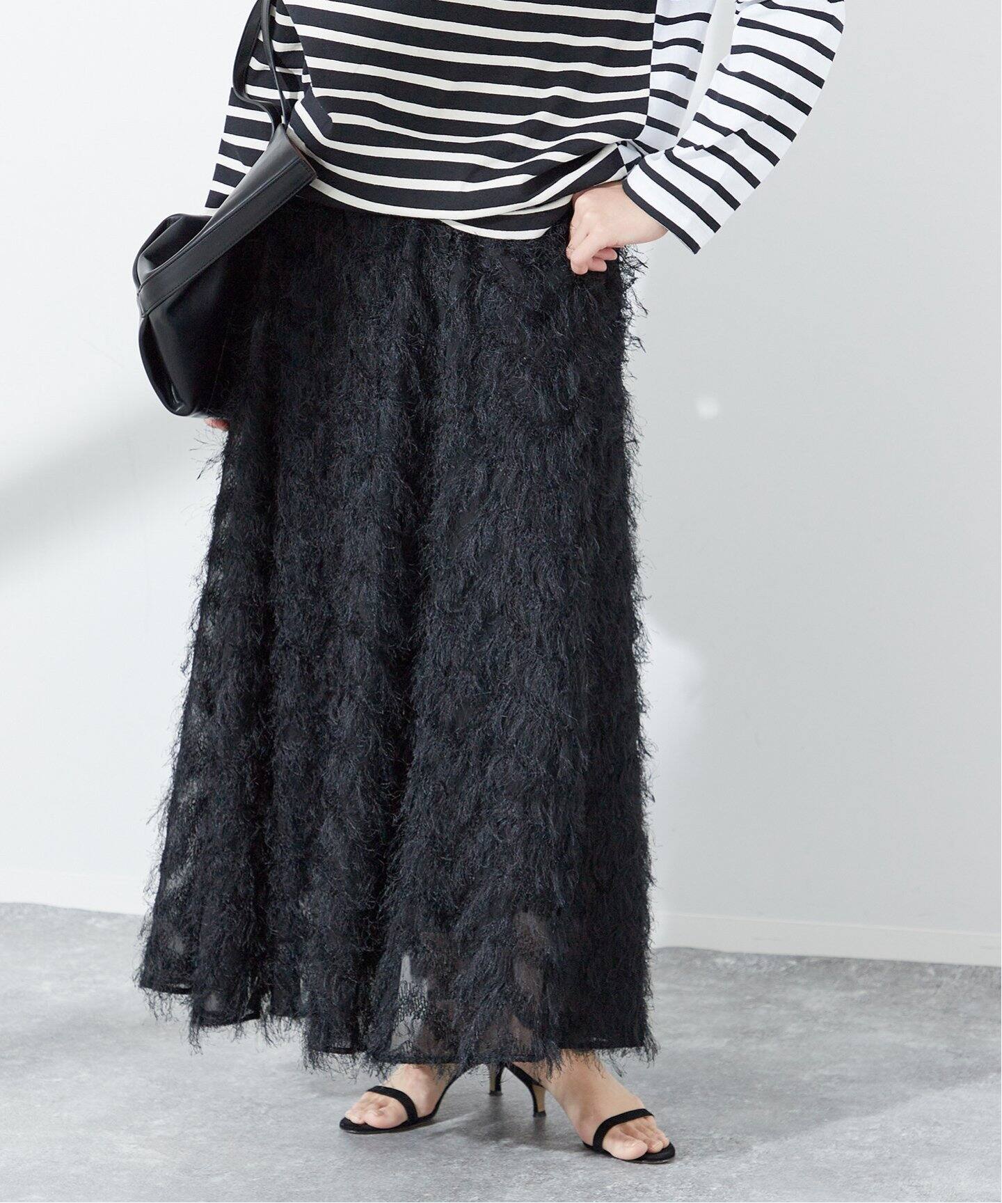 Uhr/ウーア】Jacquard Fringe Skirt：スカート（ロング・マキシ丈  