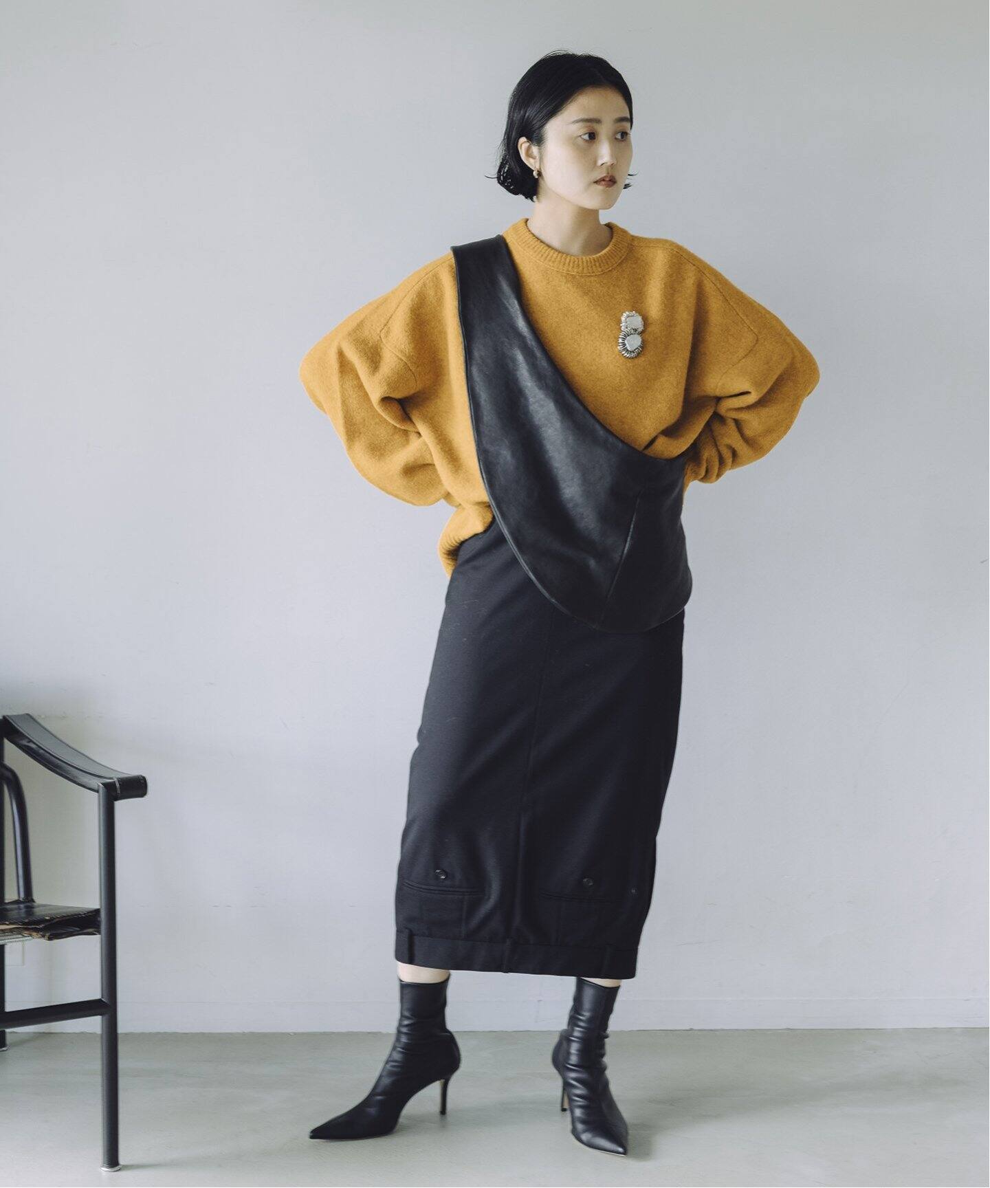 INSCRIRE /アンスクリア】Wool Upside-Down Skirt：スカート（ロング  