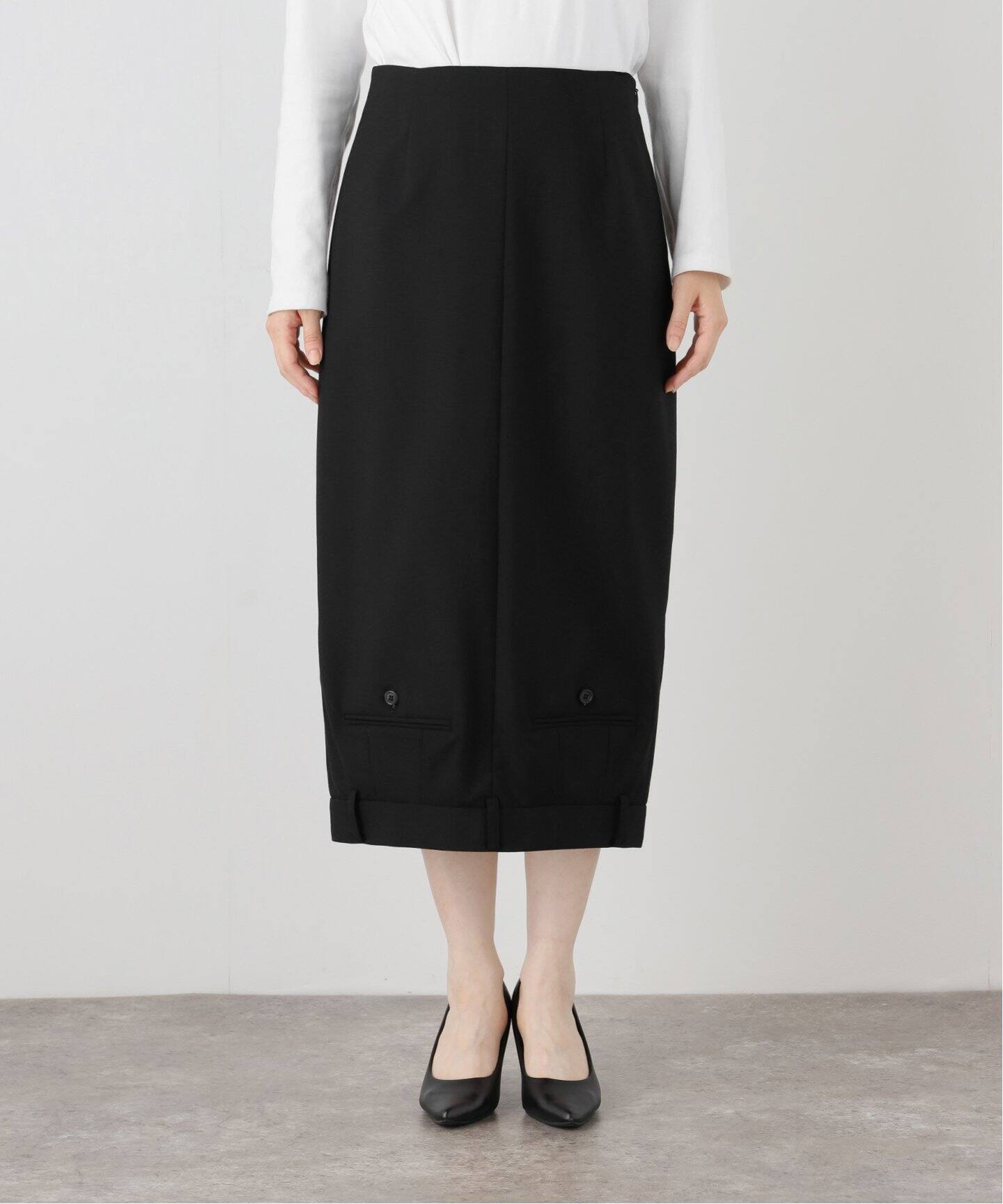 INSCRIRE /アンスクリア】Wool Upside-Down Skirt：スカート（ロング  