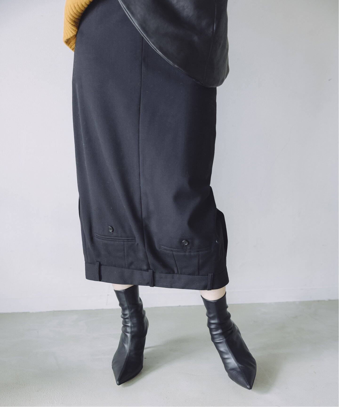 INSCRIRE /アンスクリア】Wool Upside-Down Skirt：スカート（ロング  