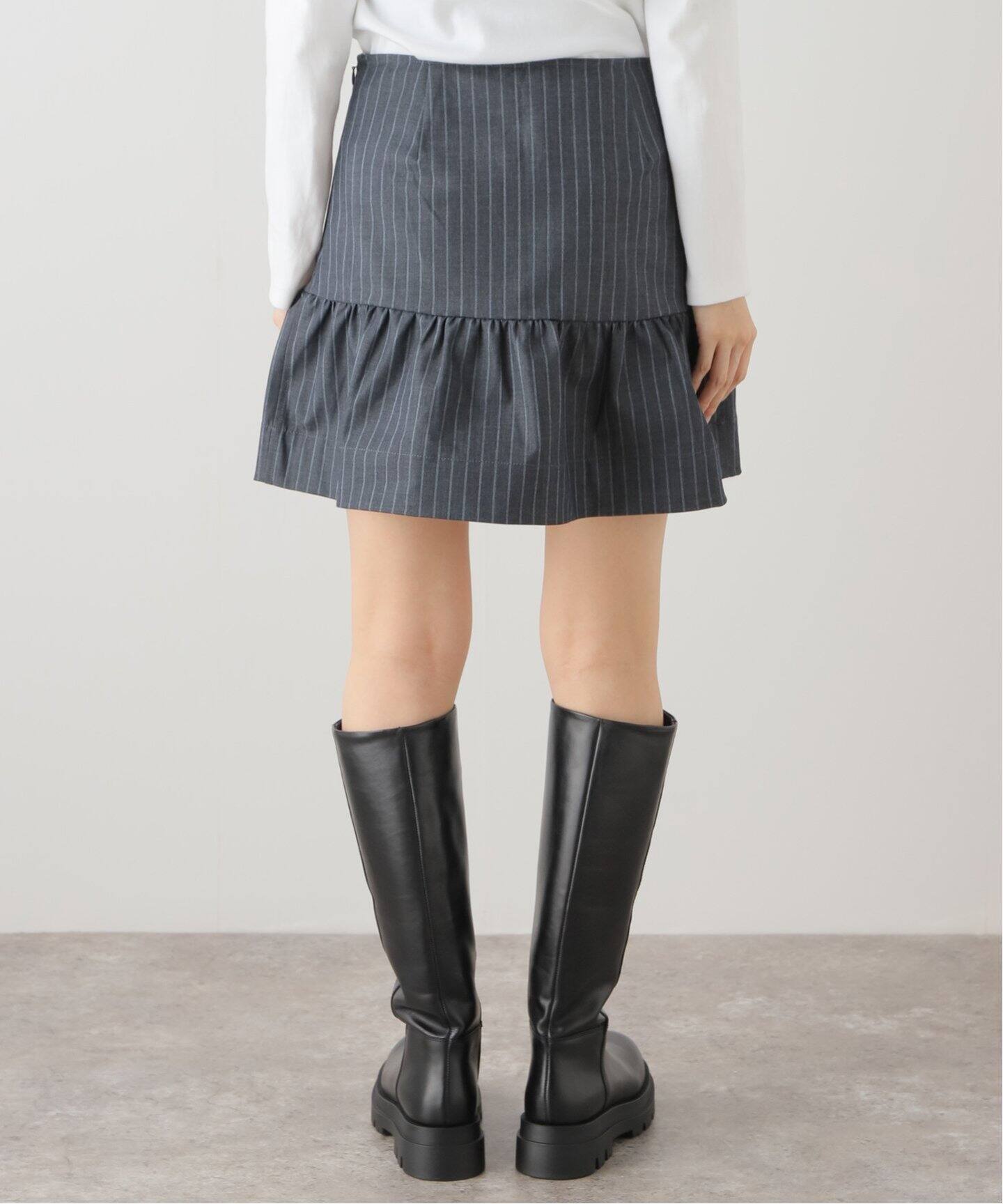 GANNI/ガニー】 Stretch Stripe Flounce Mini Skirt：スカート（ミニ  