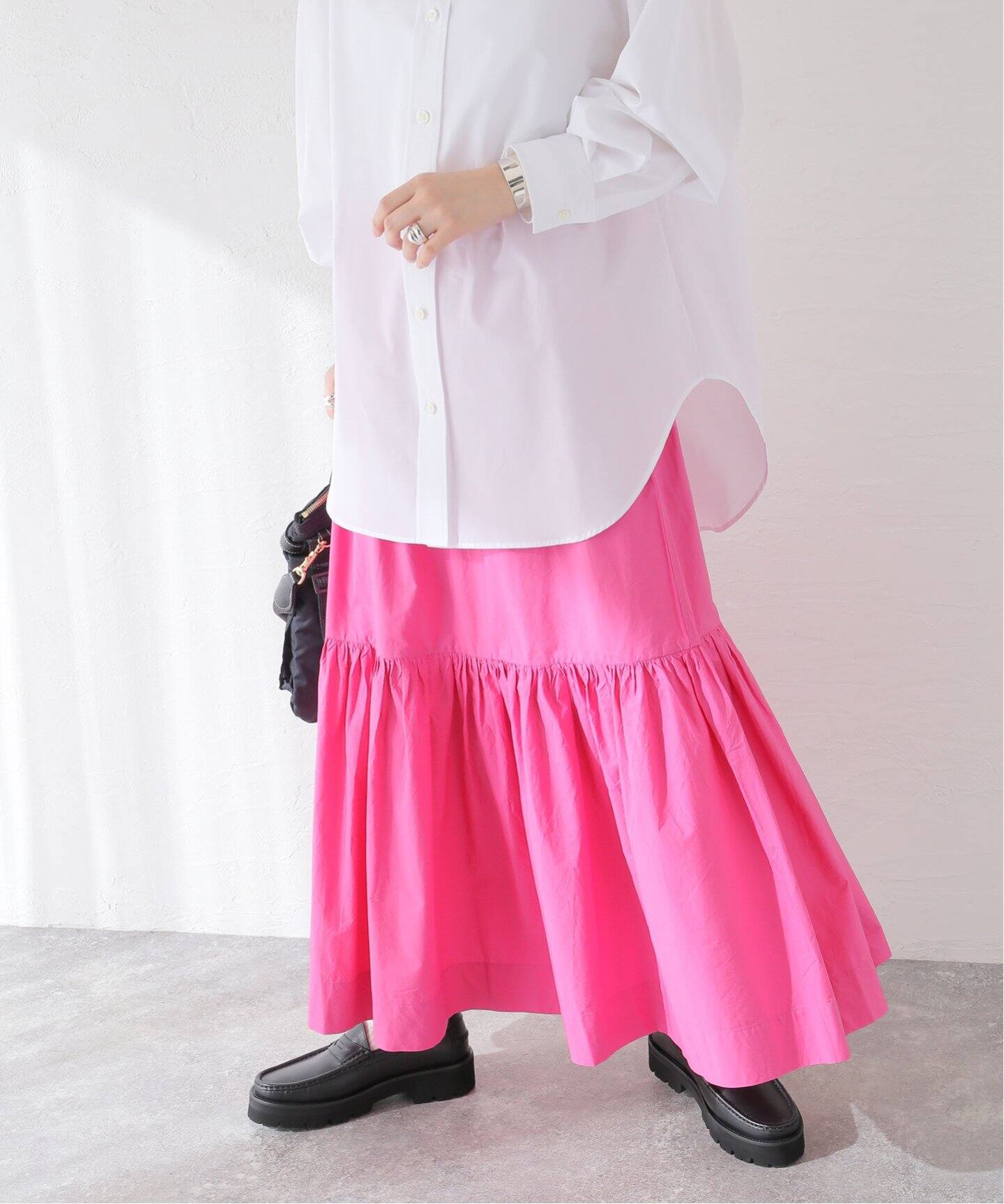 GANNI/ガニー】 Cotton Poplin Long Flounce Skirt：スカート（ロング  