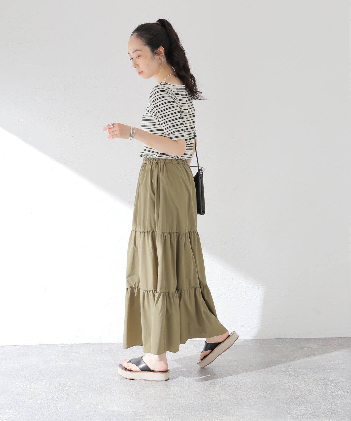 ライトタフタティアードスカート（ロング・マキシ丈スカート  