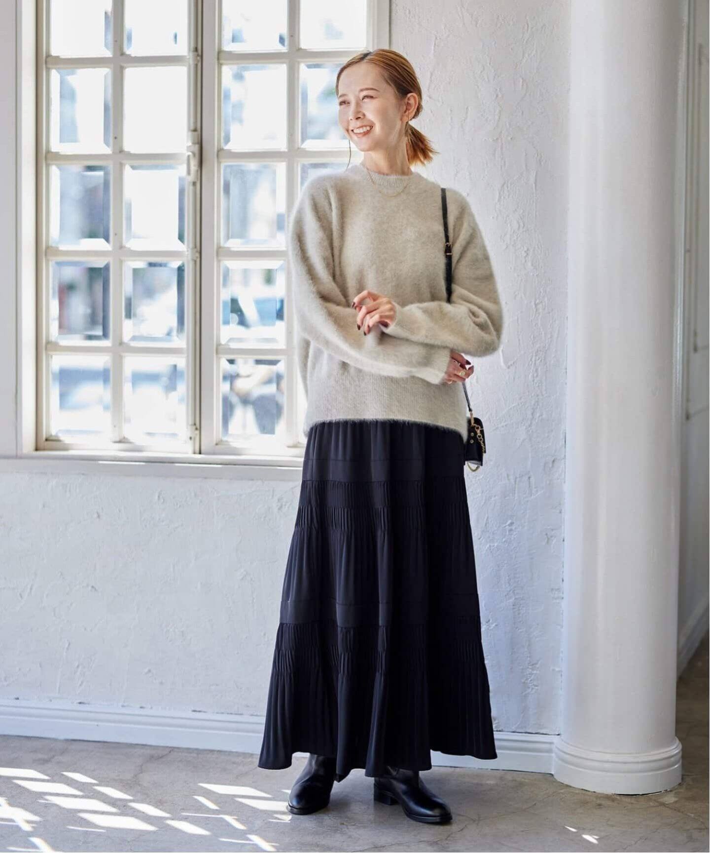 一部店舗＋WEB限定追加》ミニプリーツティアードスカート  