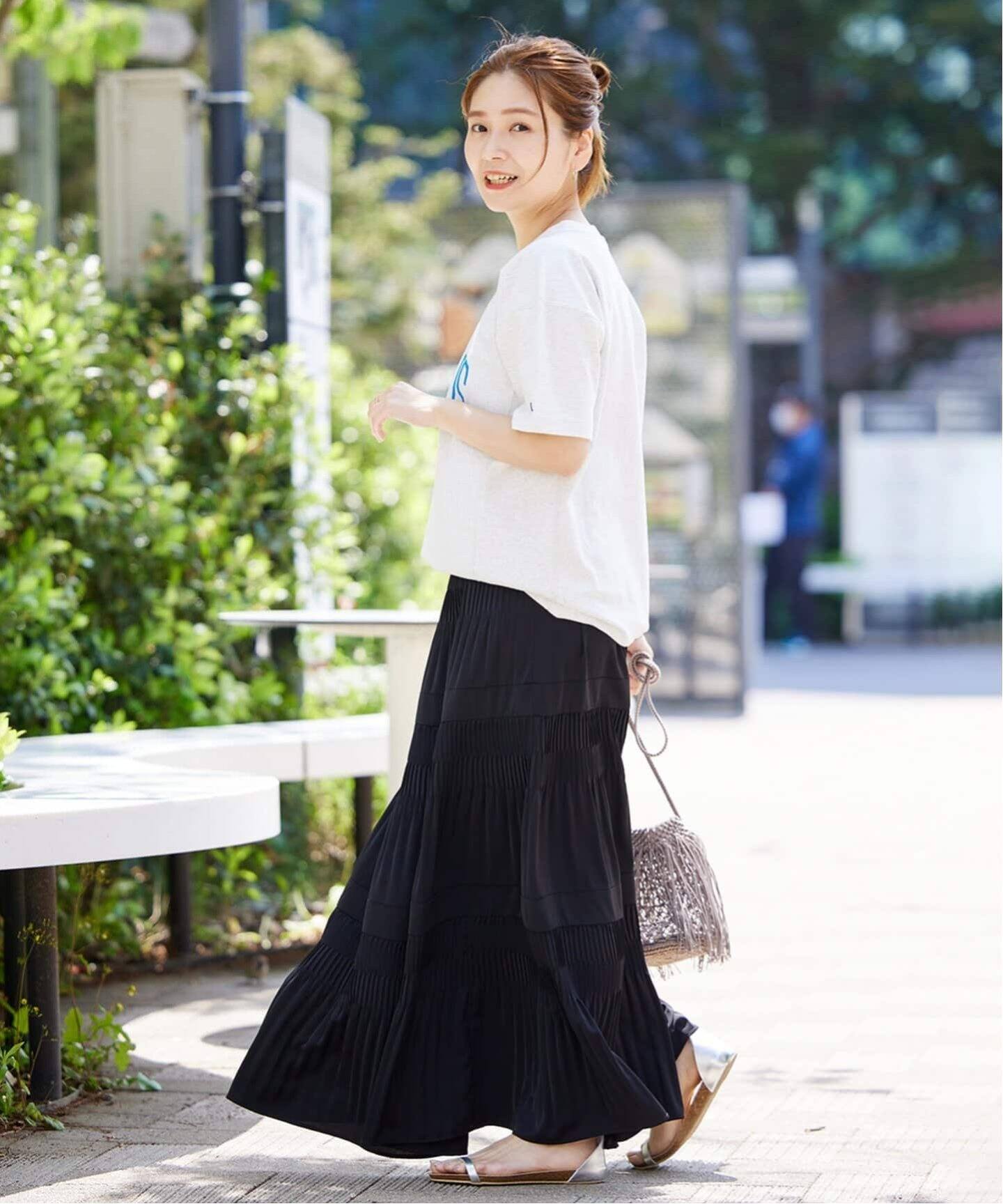 追加予約》ミニプリーツティアードスカート（ロング・マキシ丈スカート  