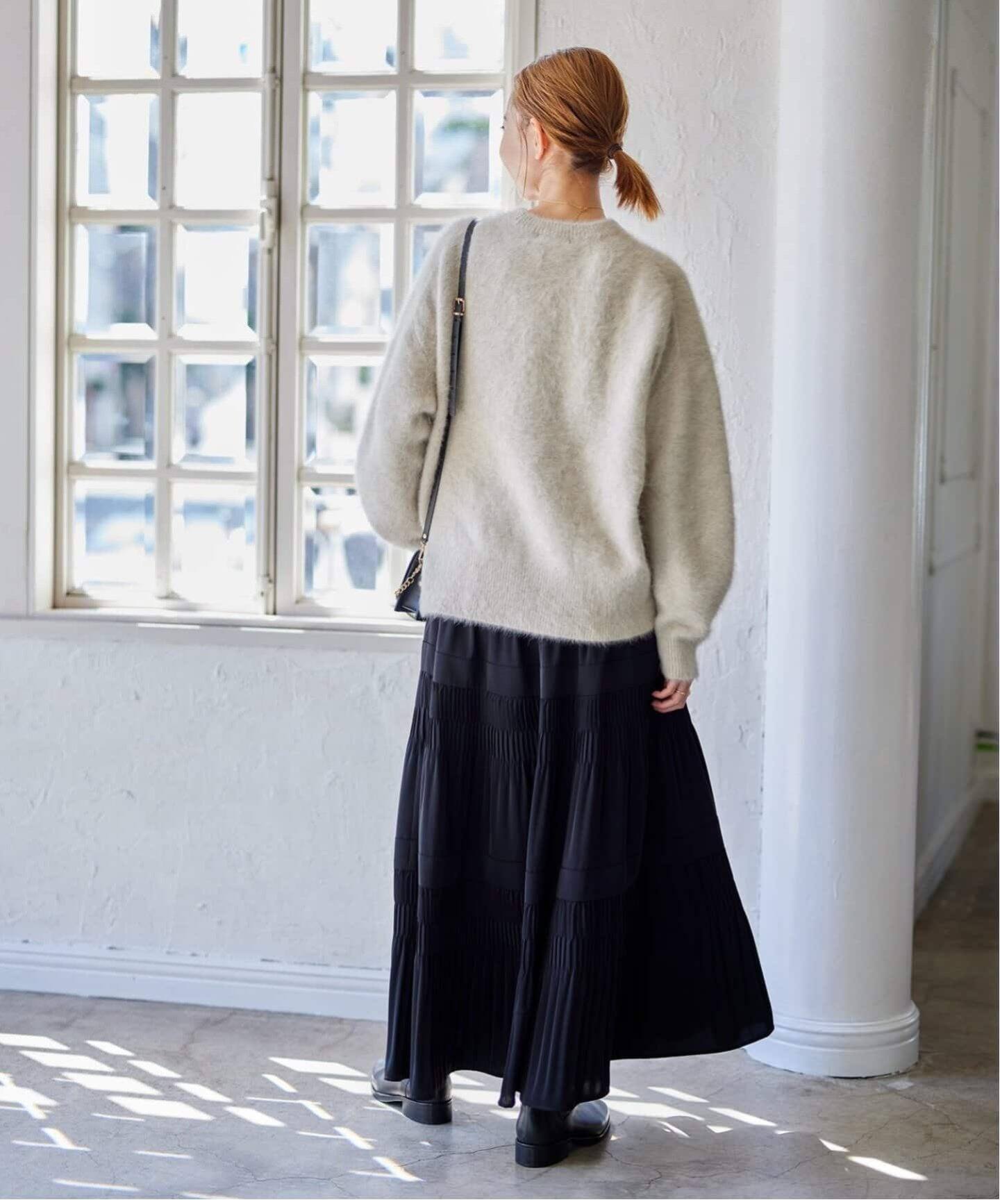 一部店舗＋WEB限定追加》ミニプリーツティアードスカート（ロング  