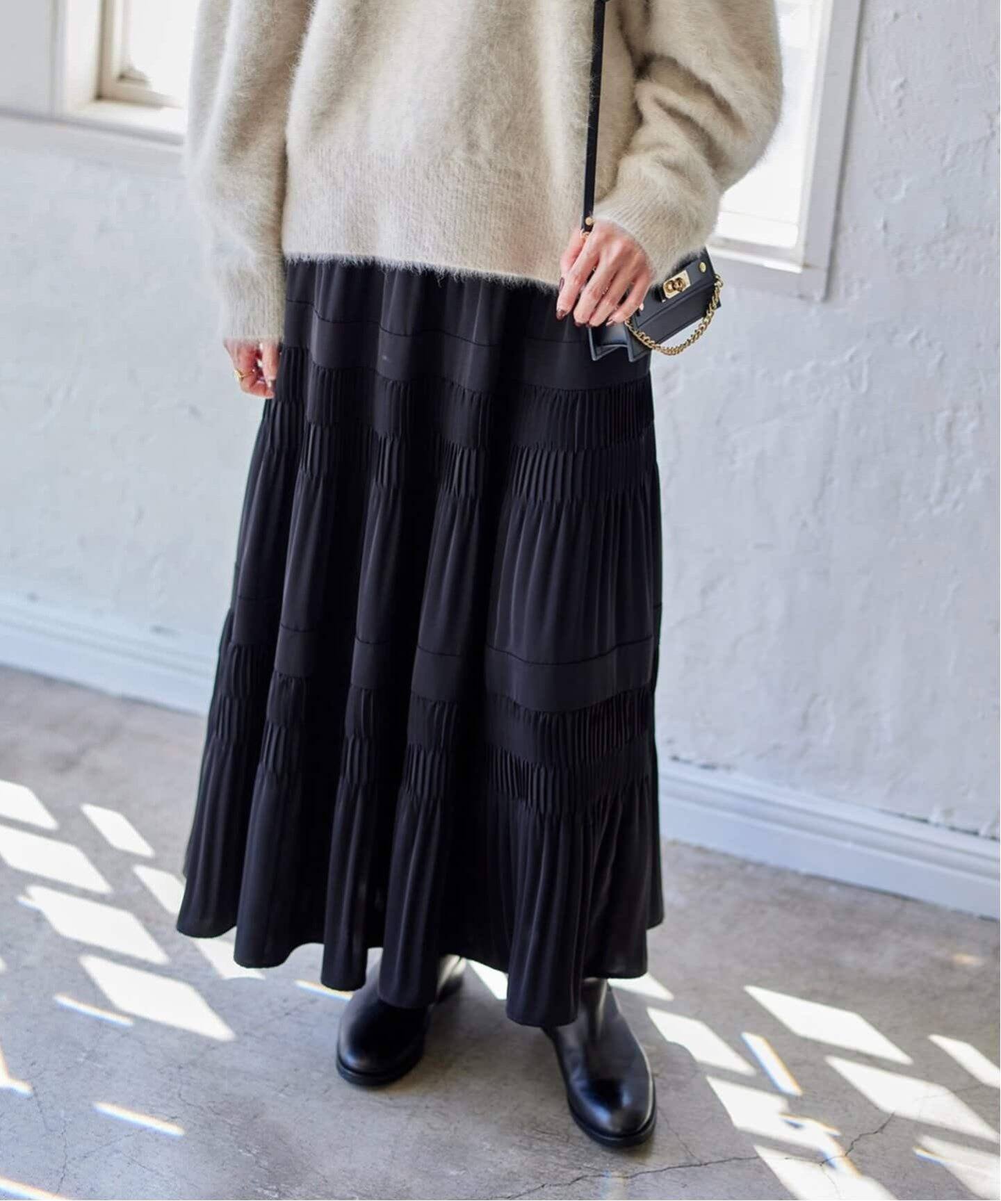 追加予約》ミニプリーツティアードスカート（ロング・マキシ丈スカート  