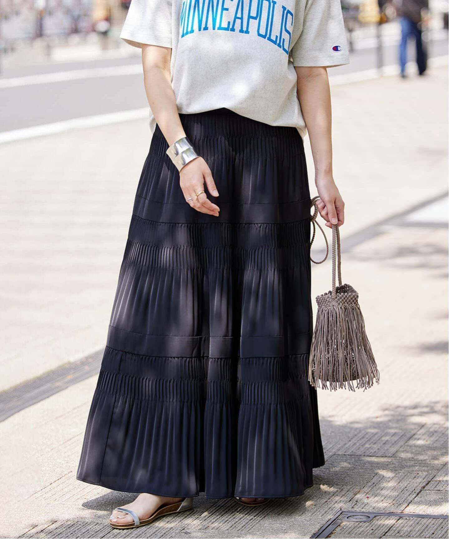 追加予約》ミニプリーツティアードスカート（ロング・マキシ丈スカート  