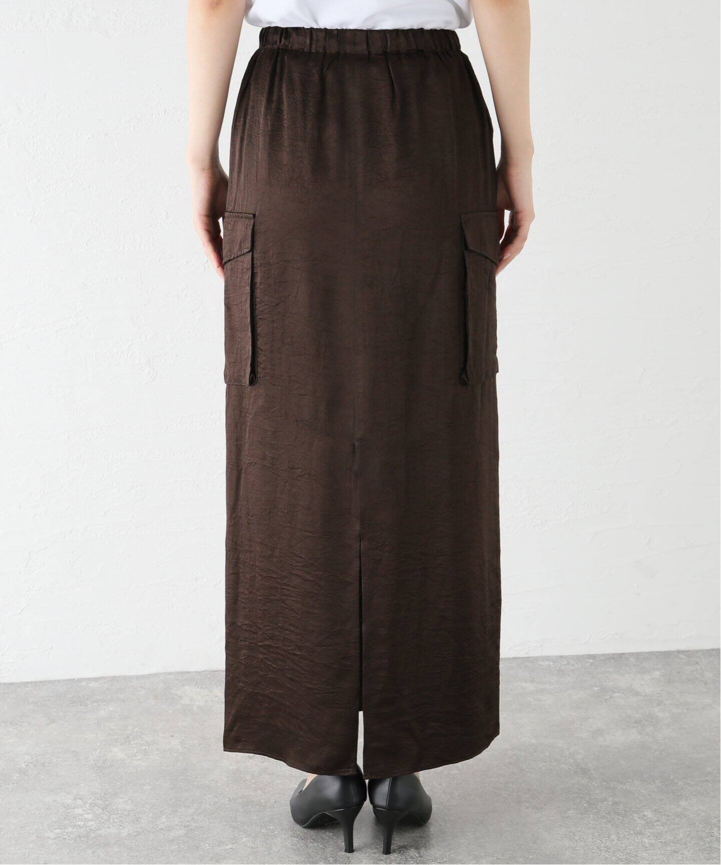 ＆FUNCTION】ヴィンテージサテンカーゴスカート（ロング・マキシ丈  
