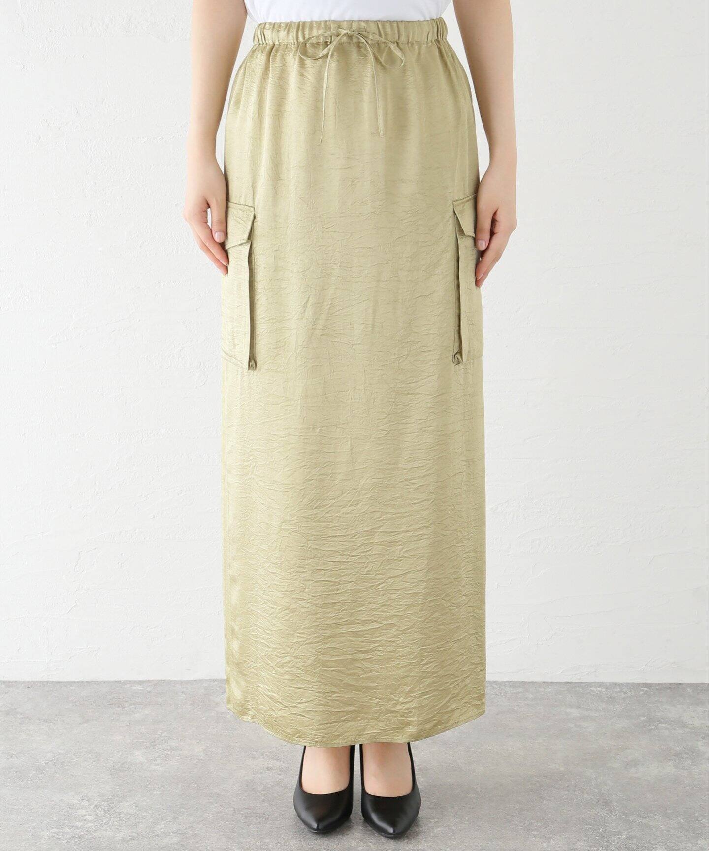 ＆FUNCTION】ヴィンテージサテンカーゴスカート（ロング・マキシ丈  