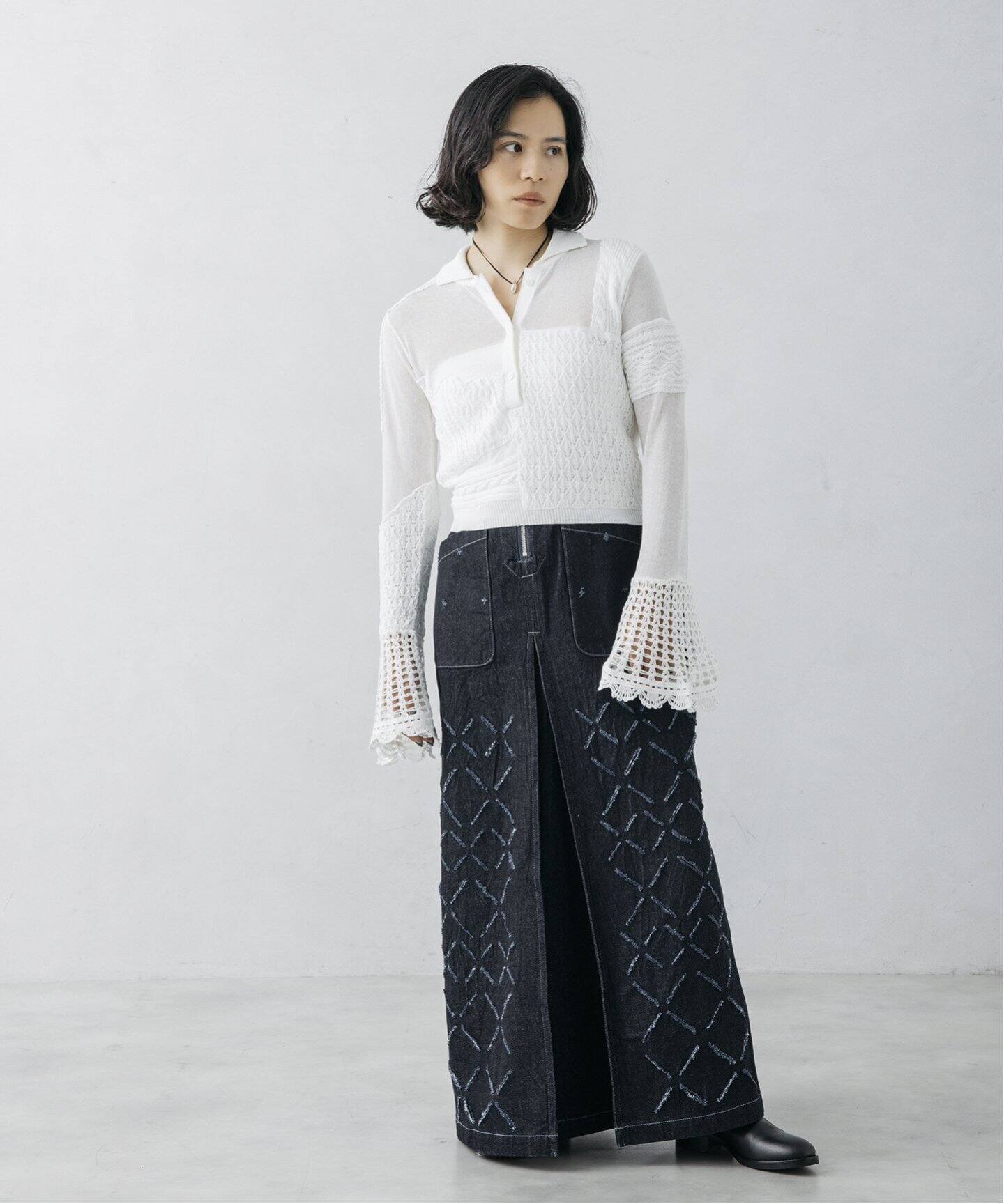 nude vintage×JOURNAL STANDARD】カッティングデニムマキシスカート 
