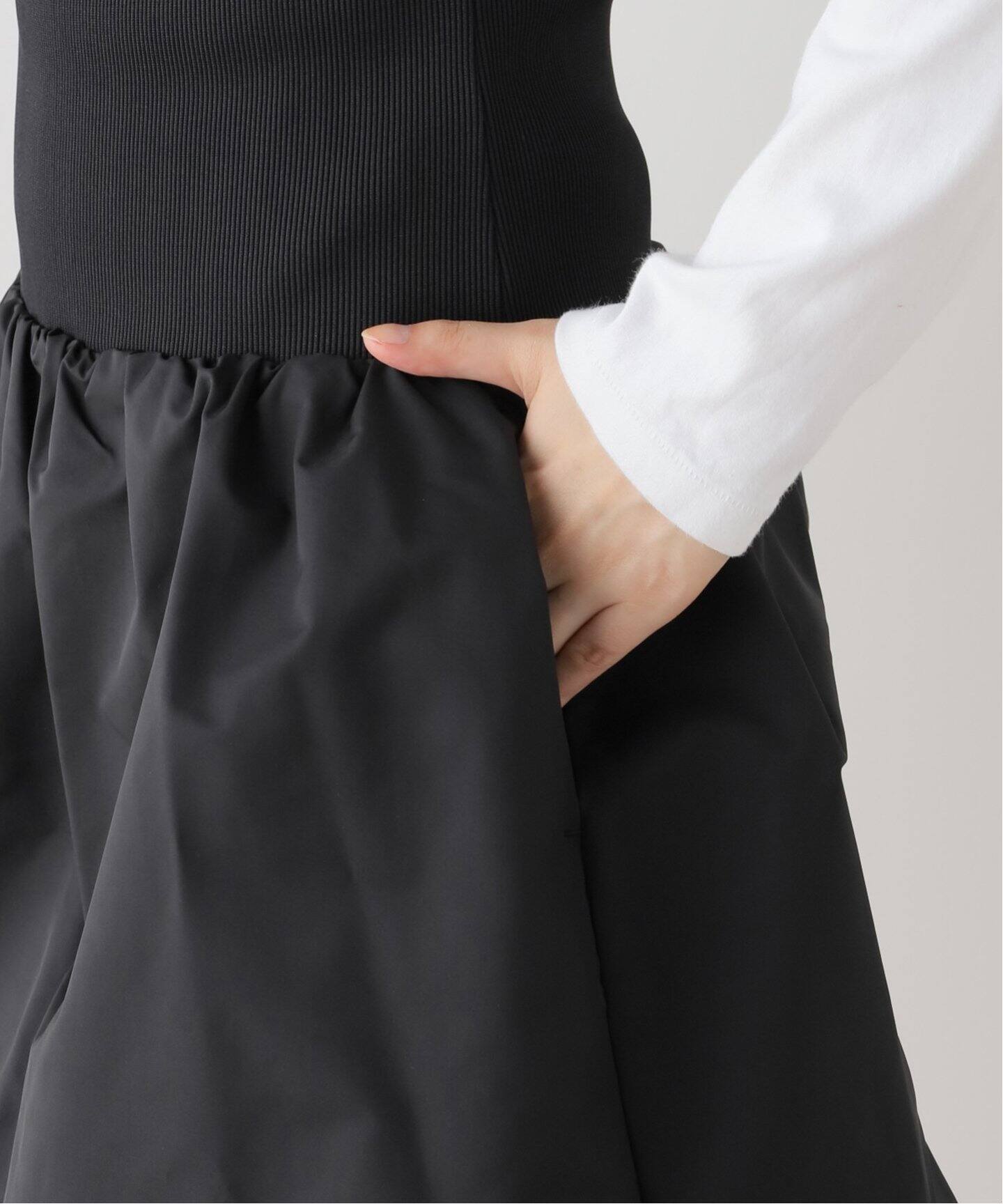 AMOMENTO / アモーメント】NYLON SHIRRING MINI SKIRT TOP AM24FWW02SK 