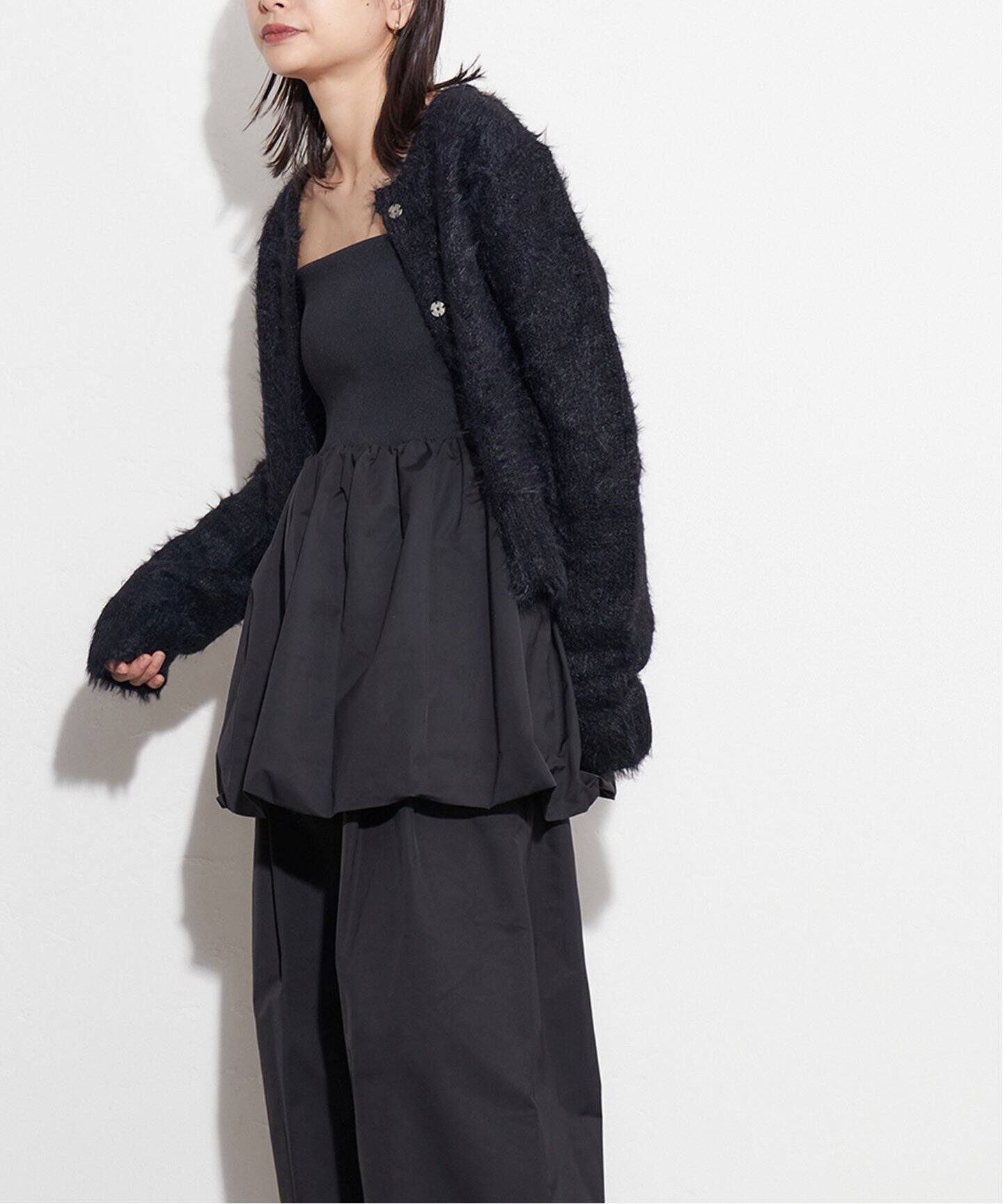 AMOMENTO / アモーメント】NYLON SHIRRING MINI SKIRT TOP AM24FWW02SK 