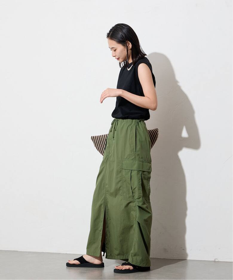 別注【ARMY TWILL/アーミーツイル】カーゴスリットスカート（ロング  