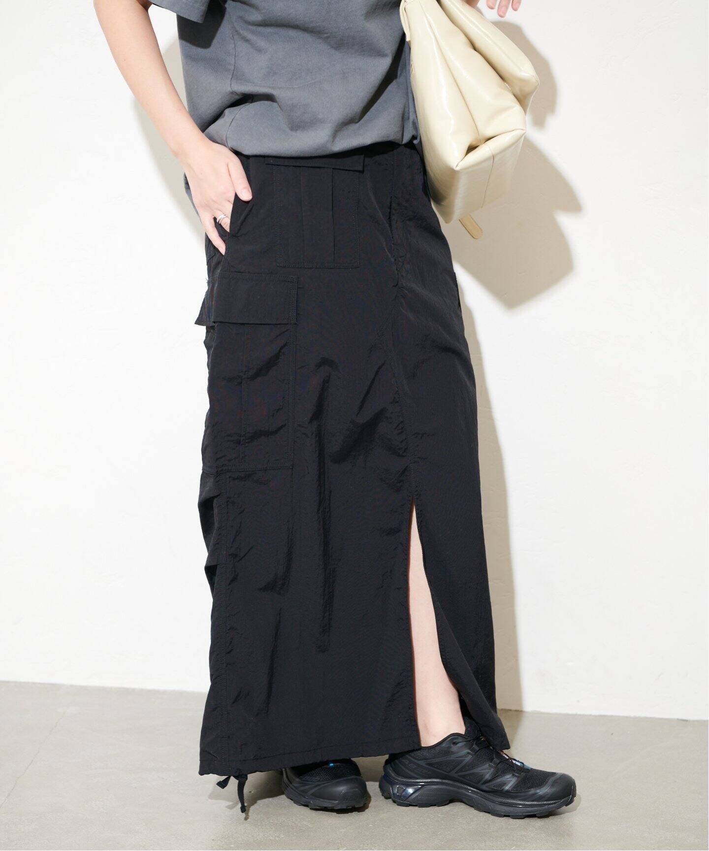 別注【ARMY TWILL/アーミーツイル】カーゴスリットスカート（ロング  
