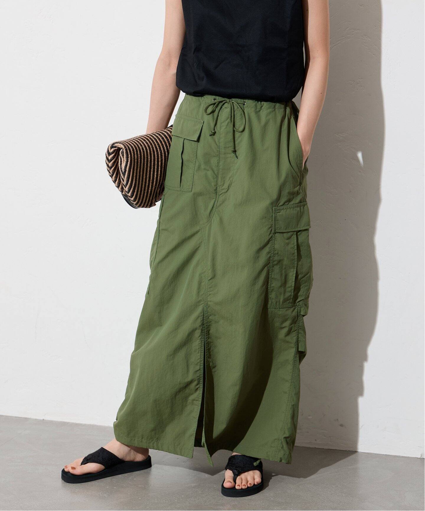 別注【ARMY TWILL/アーミーツイル】カーゴスリットスカート（ロング  
