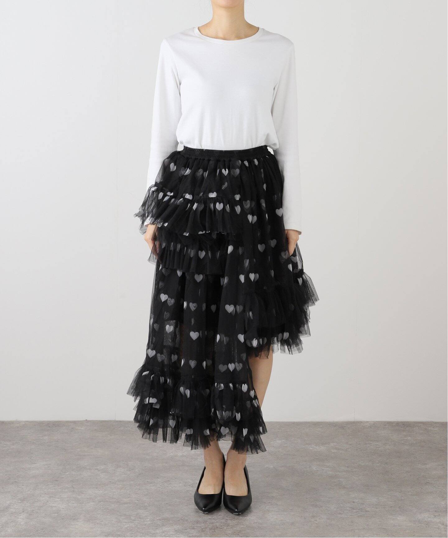 VIVIANO / ヴィヴィアーノ】Asymmetric Tulle Skirt VS-AW24V02  