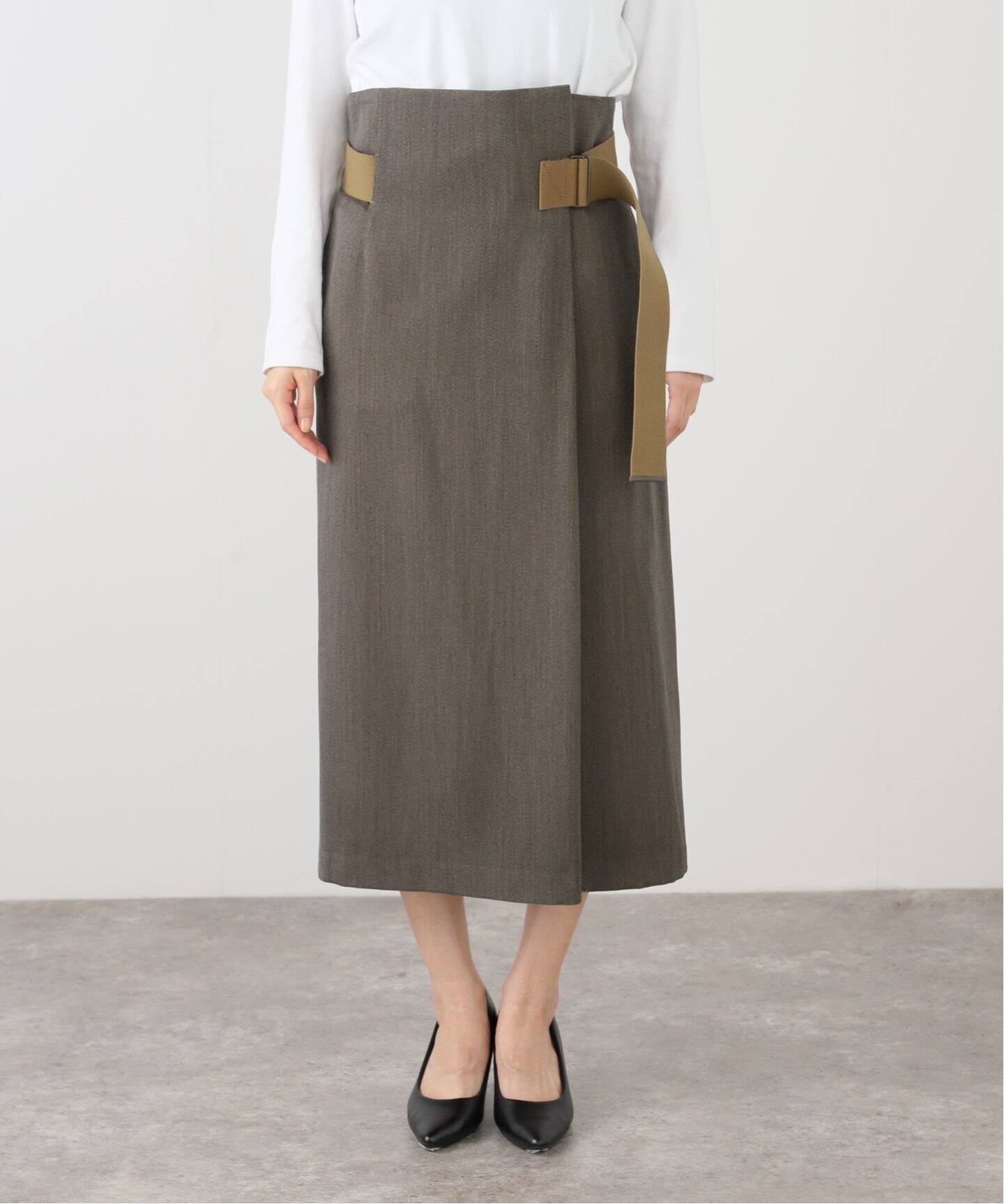 YLEVE/イレーヴ】 WOOL RAYON TWILL WRAP SK（ロング・マキシ丈  