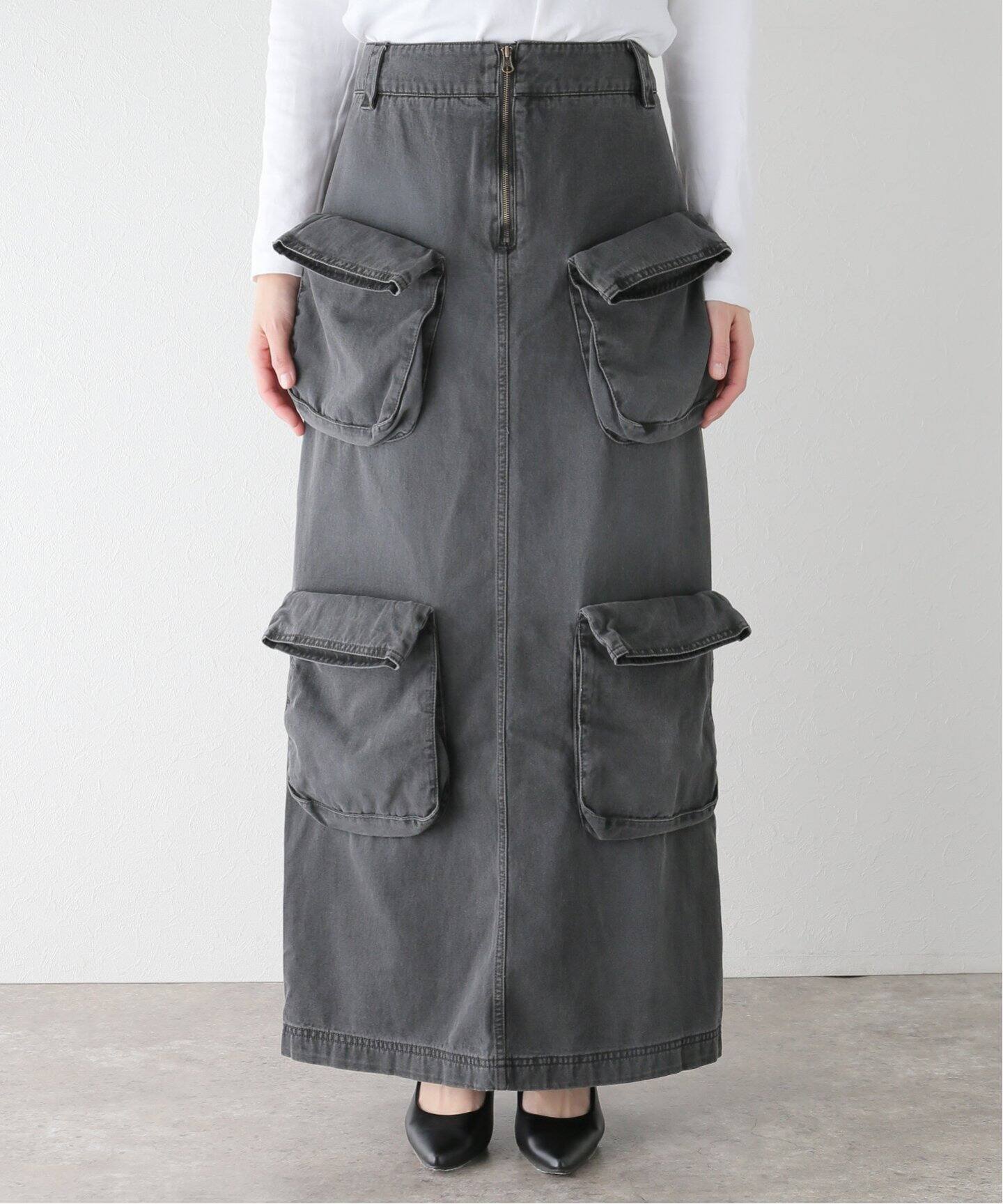 OPEN YY / オープンワイワイ】 CARGO POCKET FIELD SKIR：ロング  