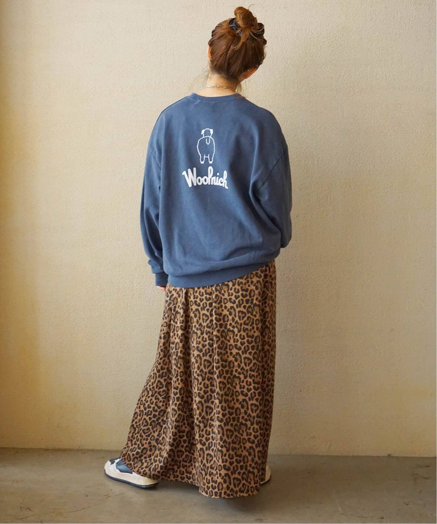 レオパードサテン マキシスカート（ロング・マキシ丈スカート  