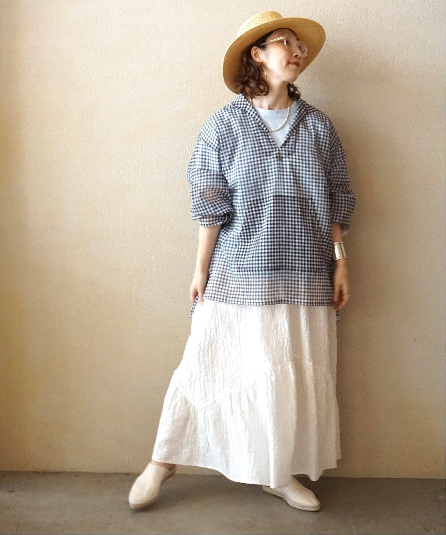 シャドーギンガム プレーリースカート（ロング・マキシ丈スカート  