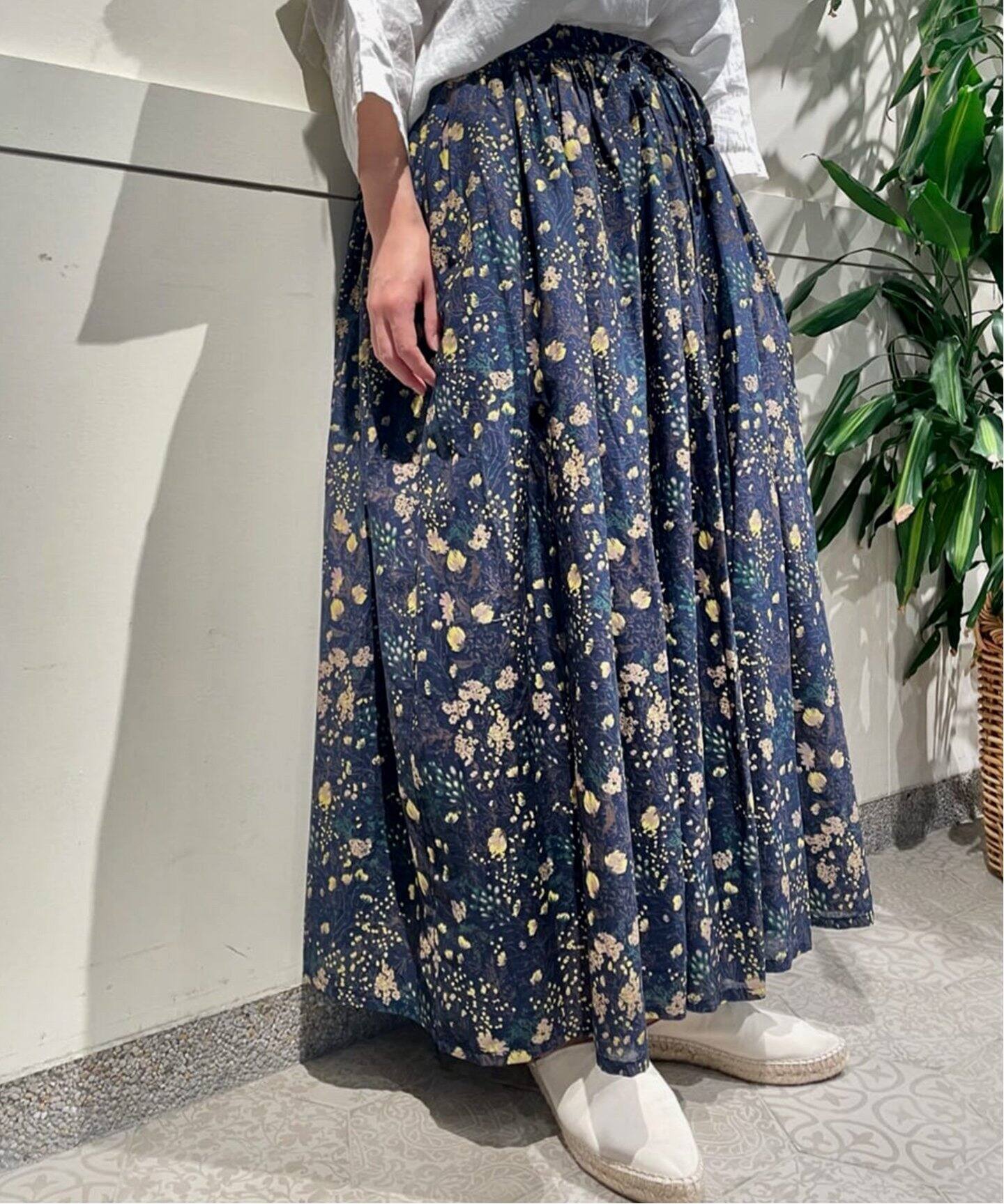 SOIL/ソイル】 FLOWER PRINT GATHERED SKIRT（ロング・マキシ丈  