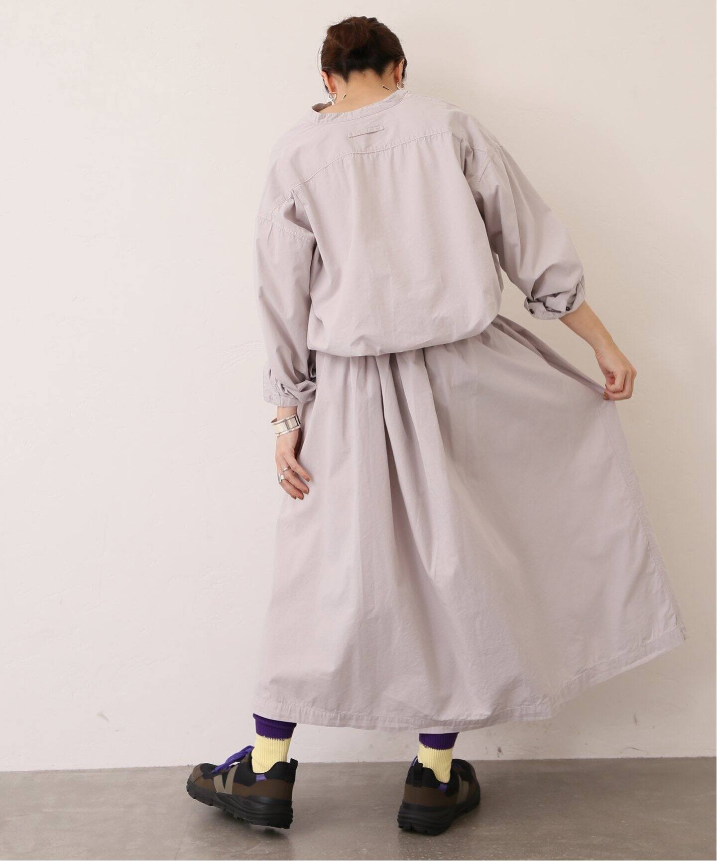 ARMEN】 40S POPLIN GATHERED SKIRT（ロング・マキシ丈スカート 