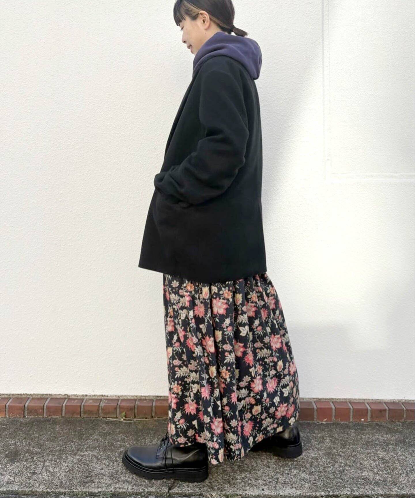 SOIL/ソイル】 FLOWER PRINT GATHERED SKIRT（ロング・マキシ丈