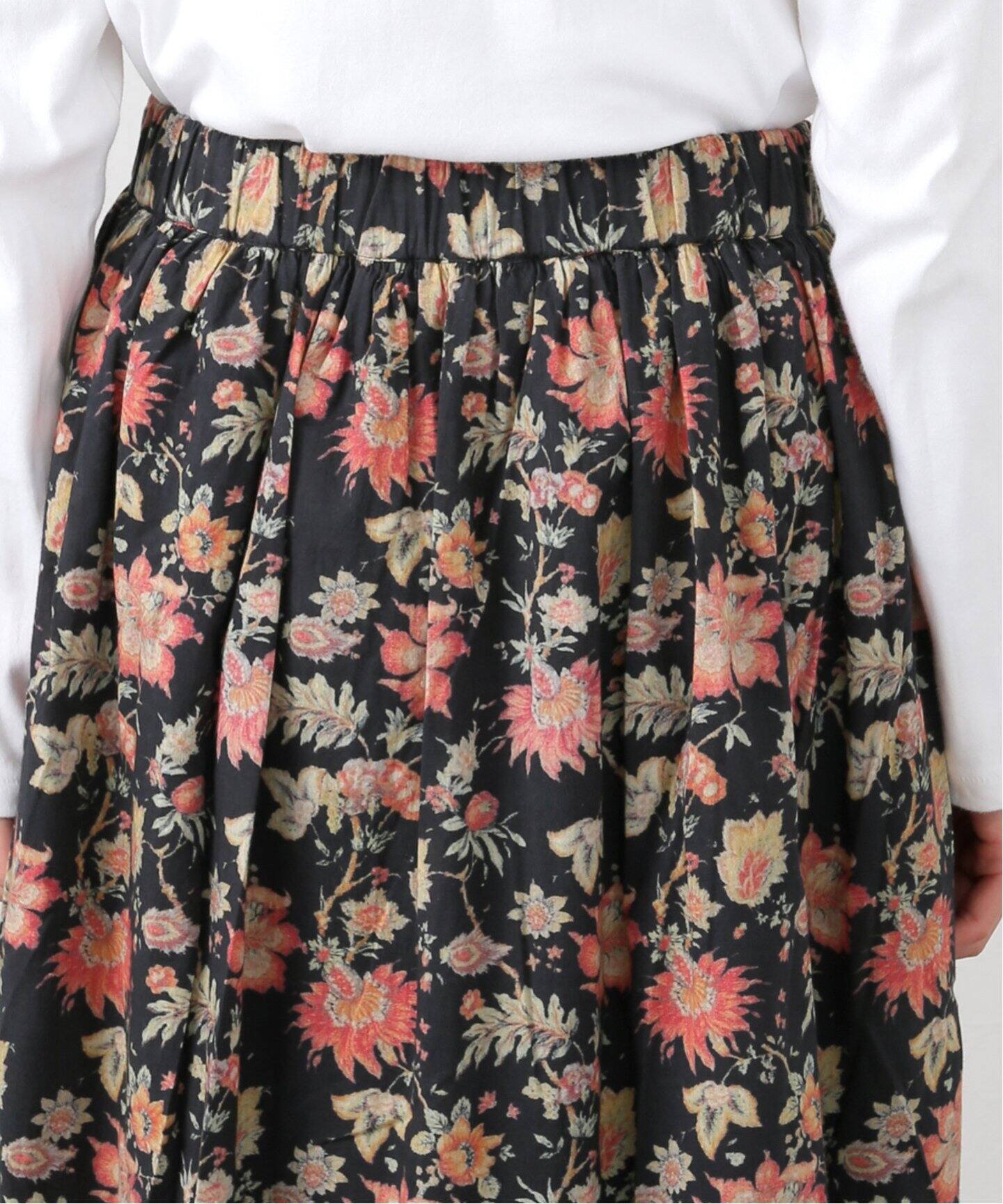 SOIL/ソイル】 FLOWER PRINT GATHERED SKIRT（ロング・マキシ丈 