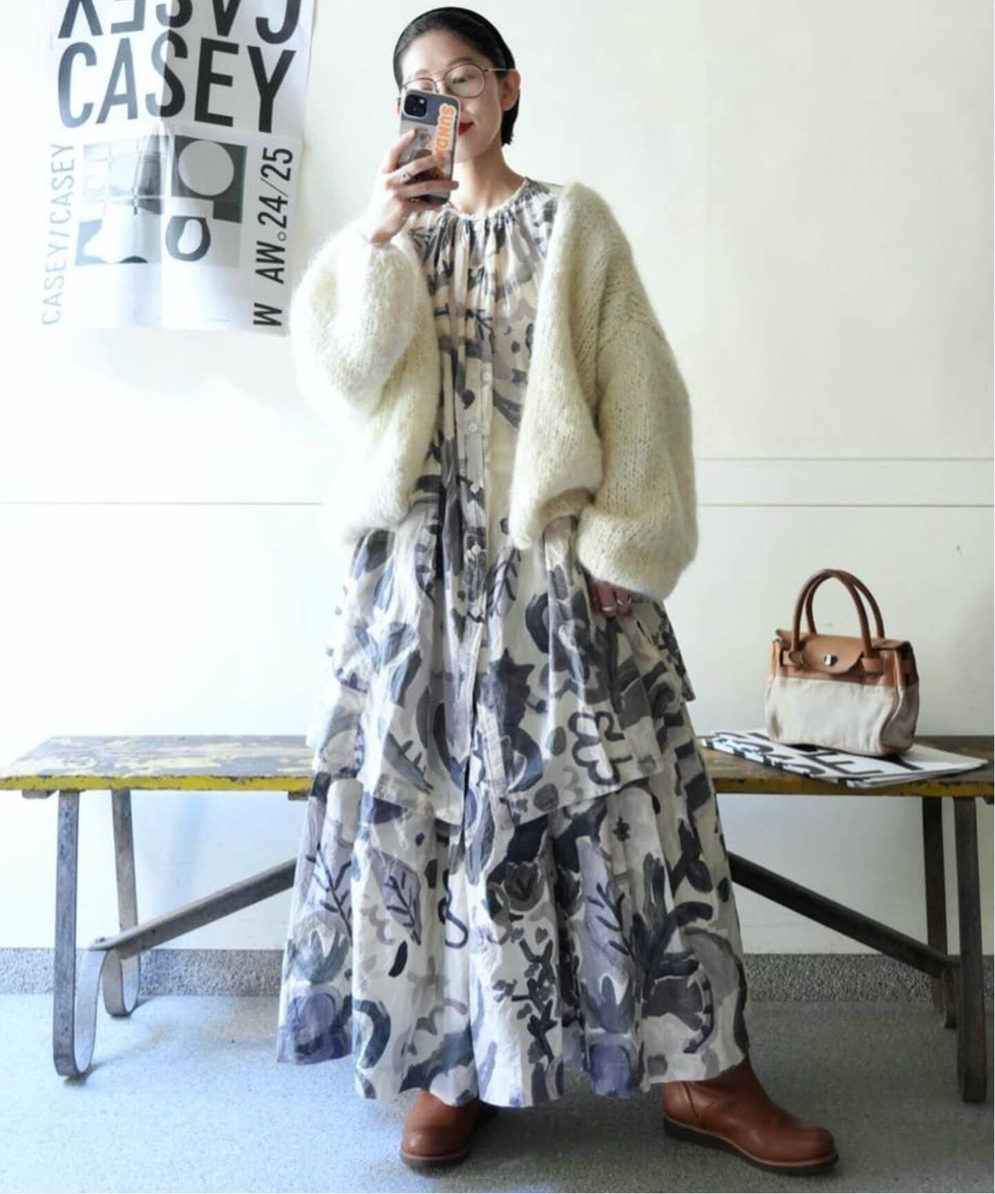 CASEY CASEY / ケイシー・ケイシー】DOUBLE RIDEAUX SKIRT(PRINT 