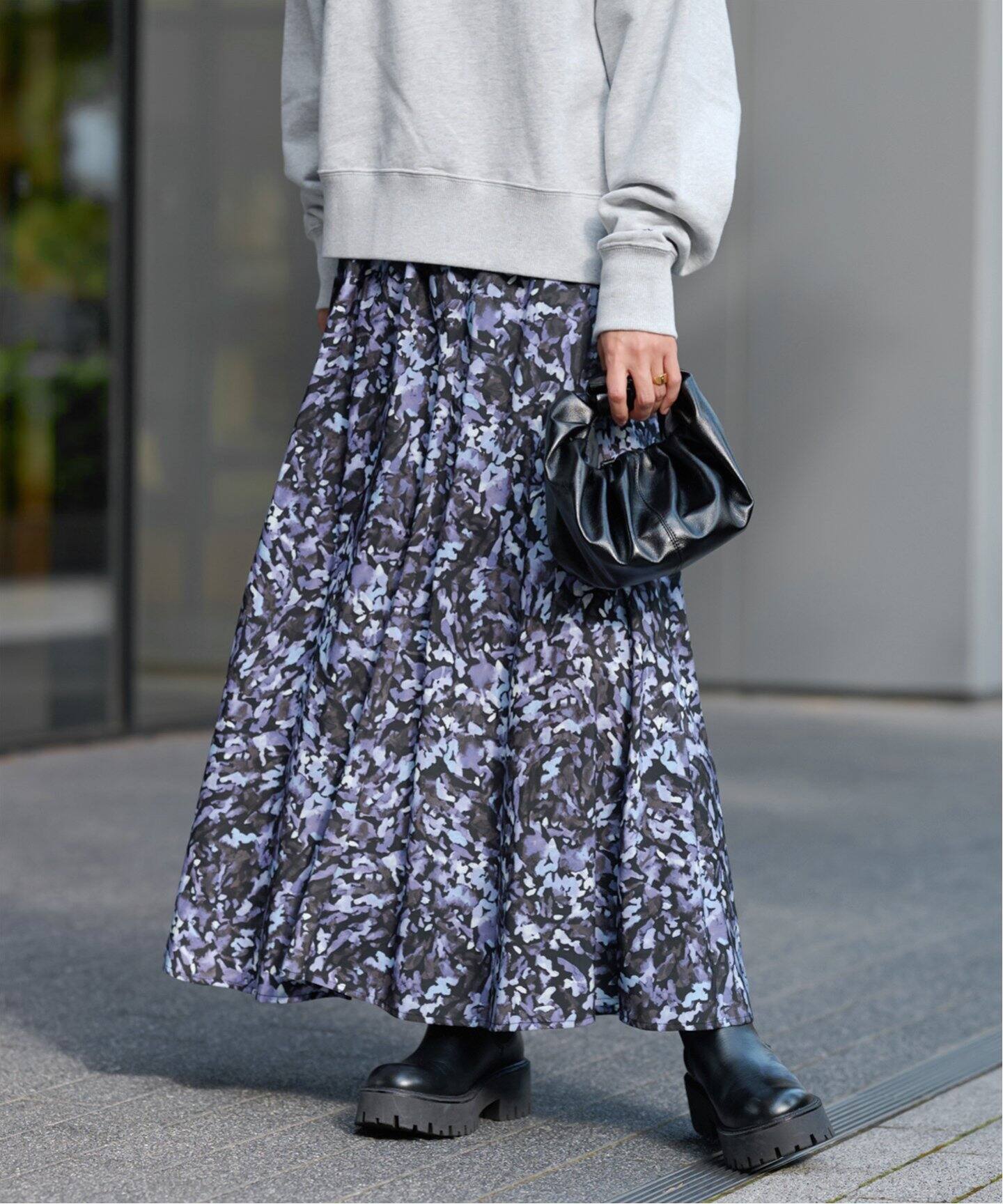 ウォーターカラーマーメイドイージースカート（ロング・マキシ丈  