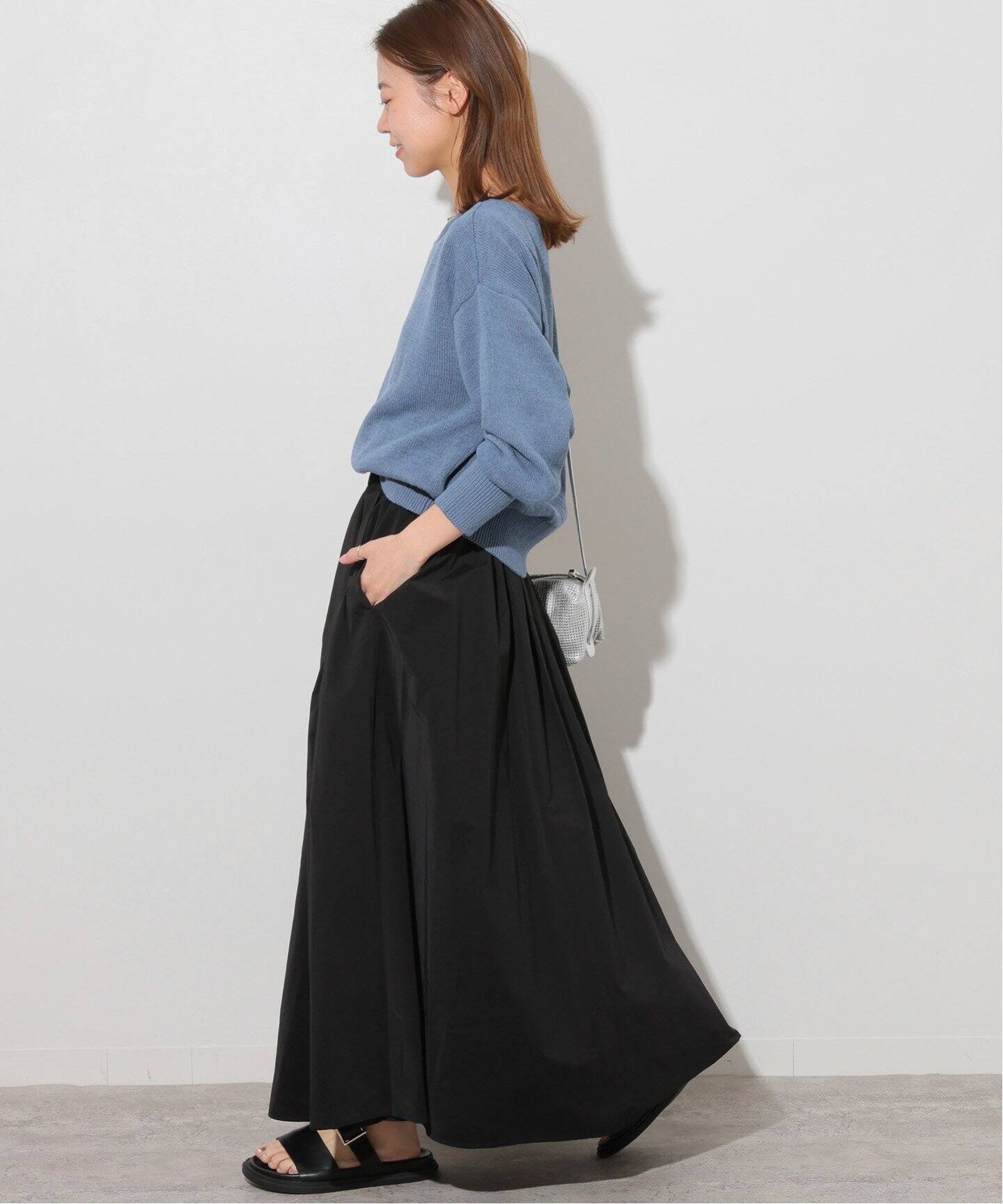 追加》ウォッシャブルタフタイージーロングスカート（ロング・マキシ丈  