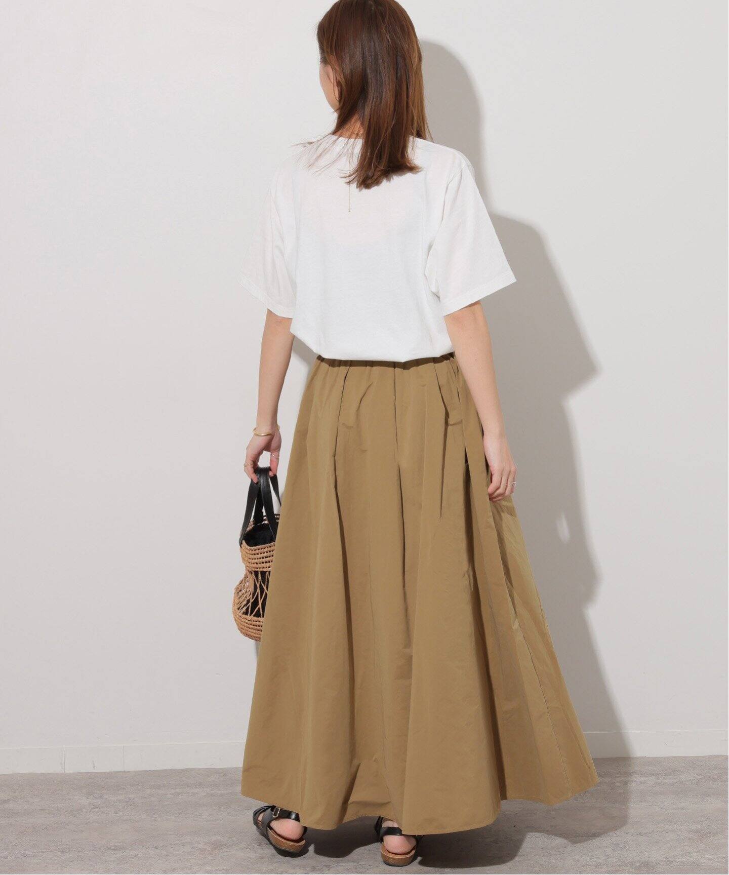 追加》ウォッシャブルタフタイージーロングスカート（ロング・マキシ丈  