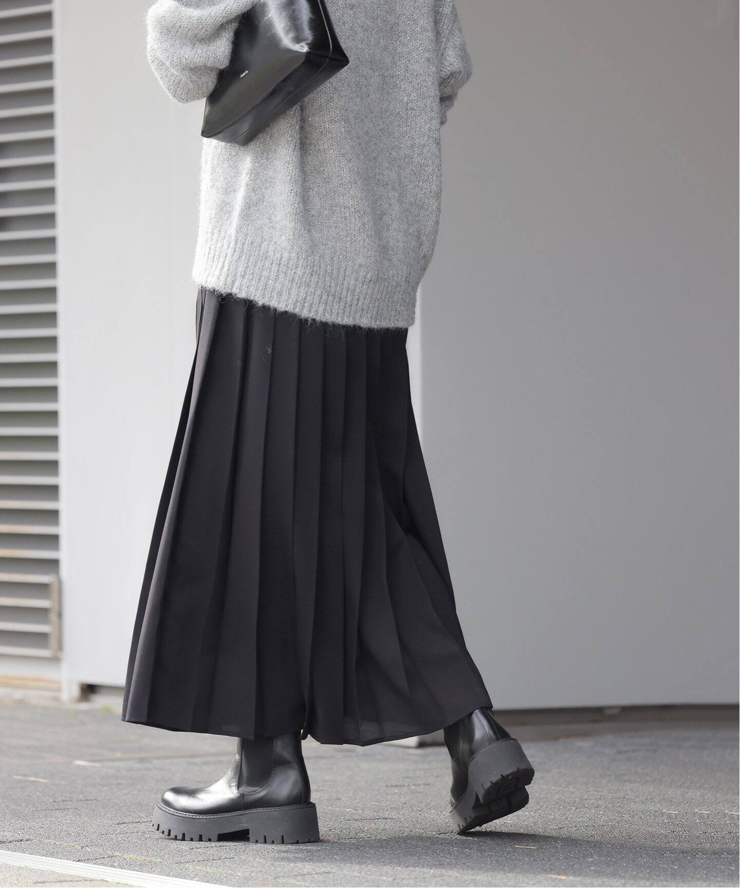 ジョーゼットプリーツイージースカート（ロング・マキシ丈スカート  