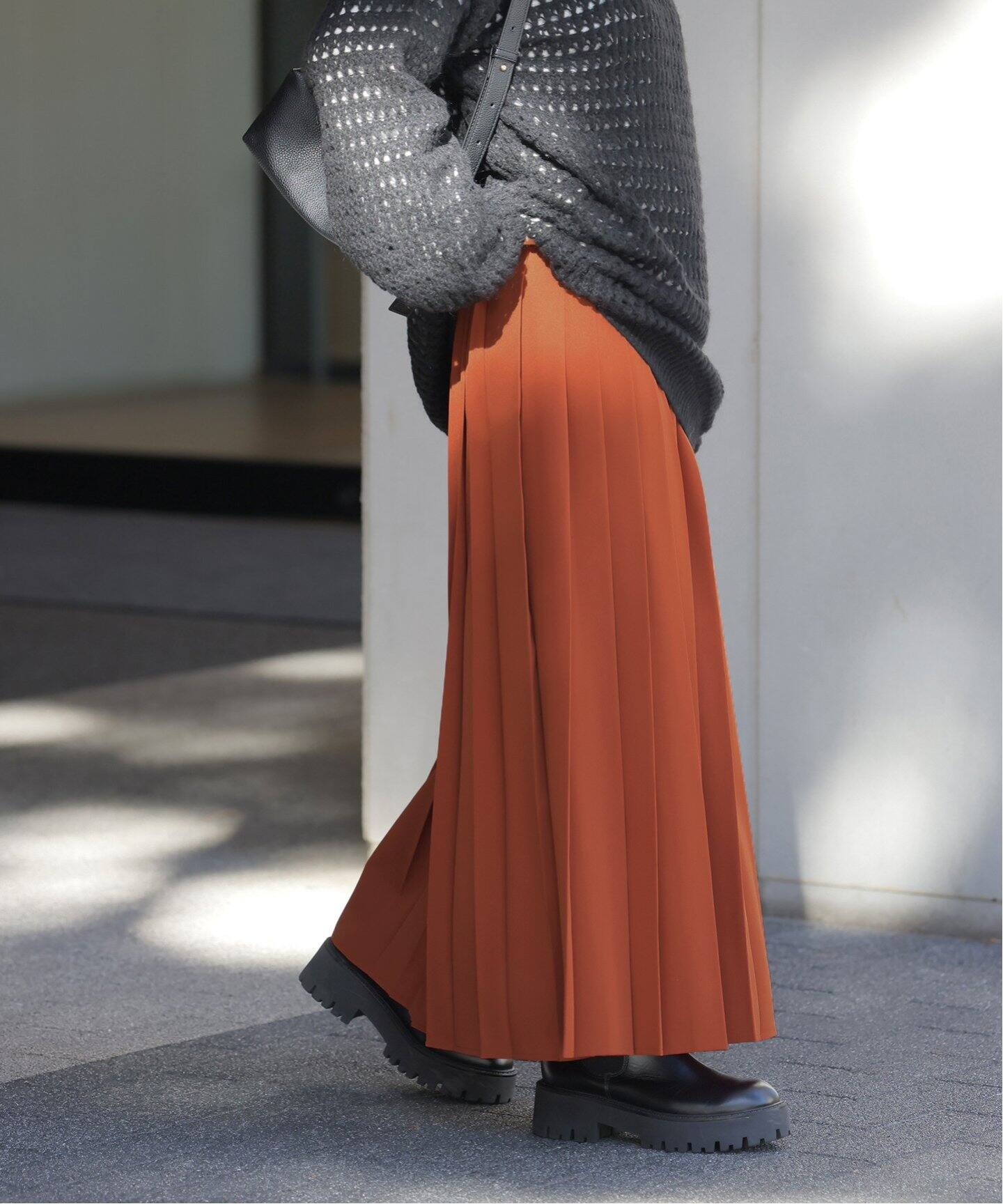 ジョーゼットプリーツイージースカート（ロング・マキシ丈スカート  