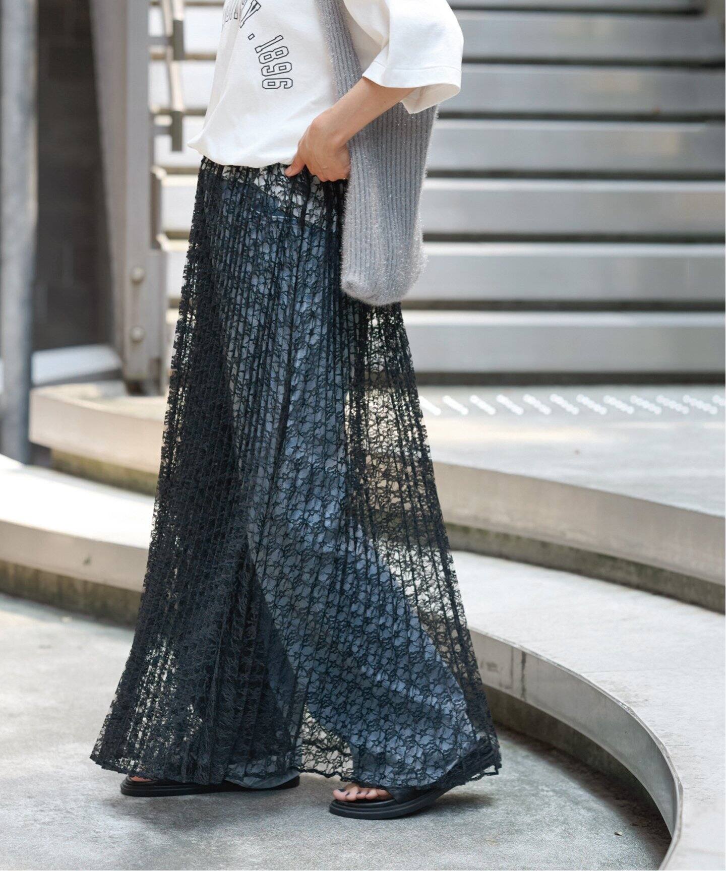 レースプリーツスカート（ロング・マキシ丈スカート）｜JOURNAL  