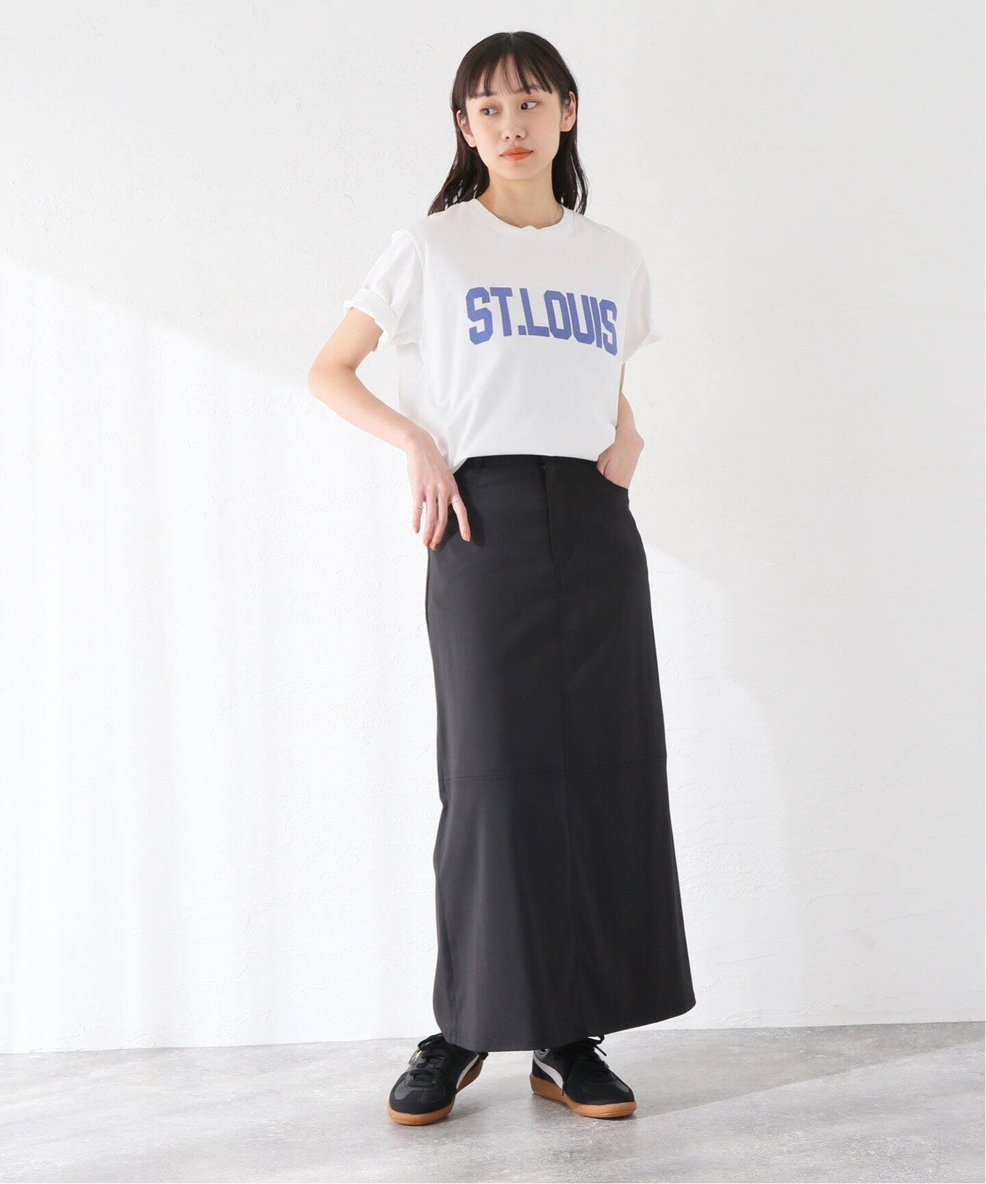 ストレッチツイルロングスカート（ロング・マキシ丈スカート 