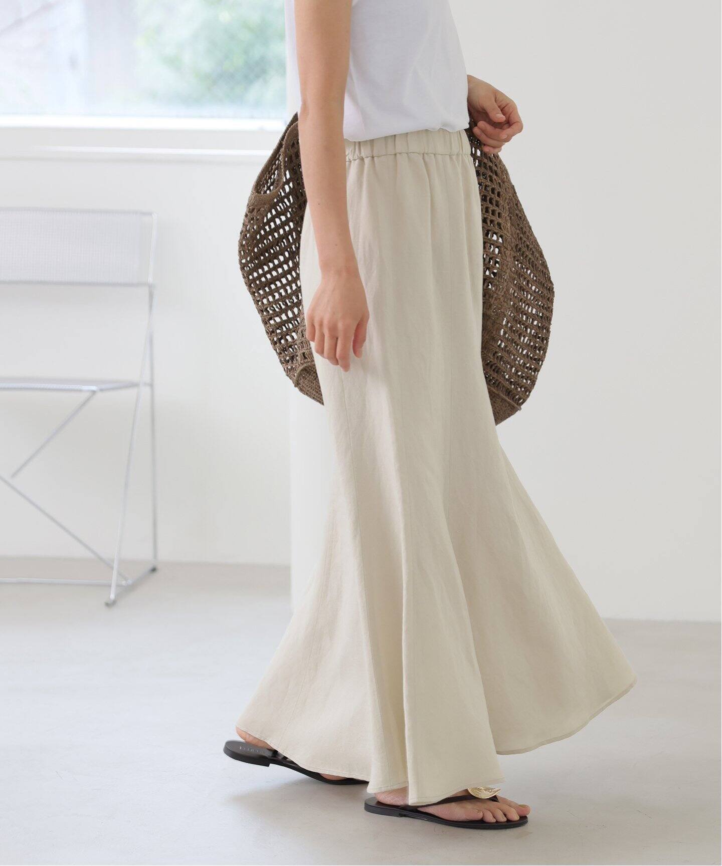 ソフトリネンMIXマーメイドスカート（ロング・マキシ丈スカート  