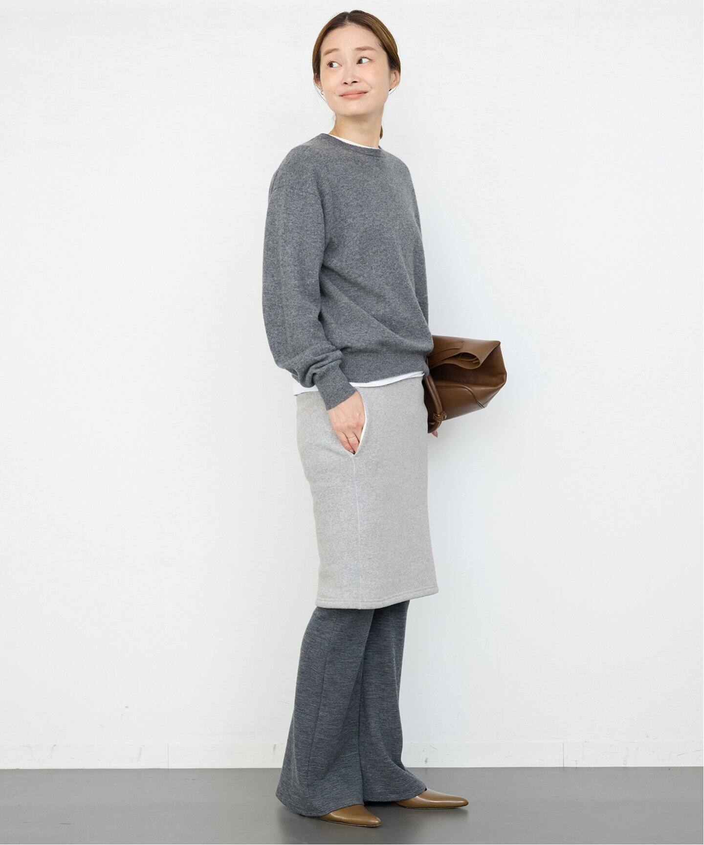 MADISONBLUE ウールスカート　グレー QUILT MAXI SK WOOL MB254ー6002