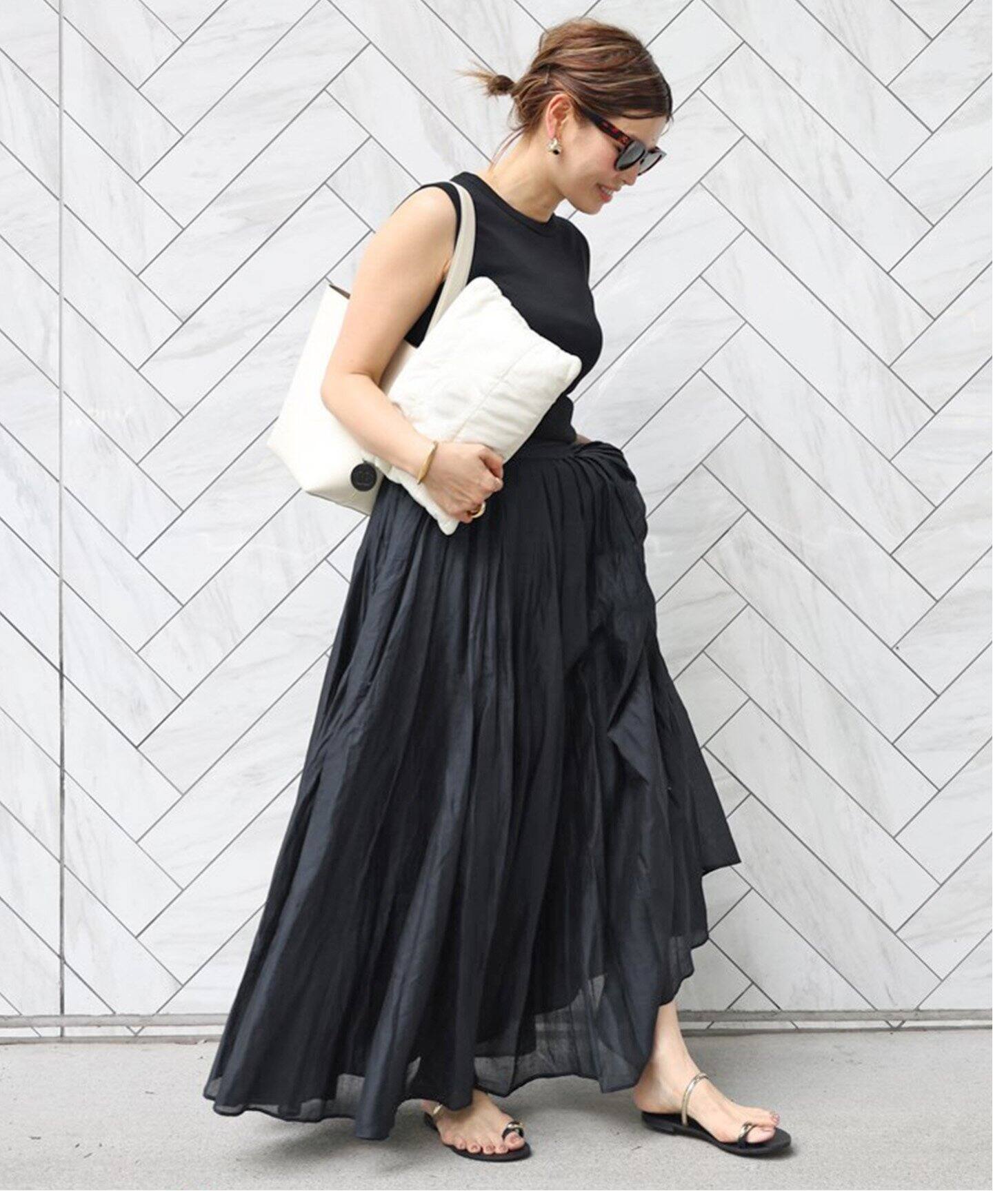 MARILYN MOON/マリリンムーン】 TUCK TECHNIGUE SHEER SKIRT（ロング  