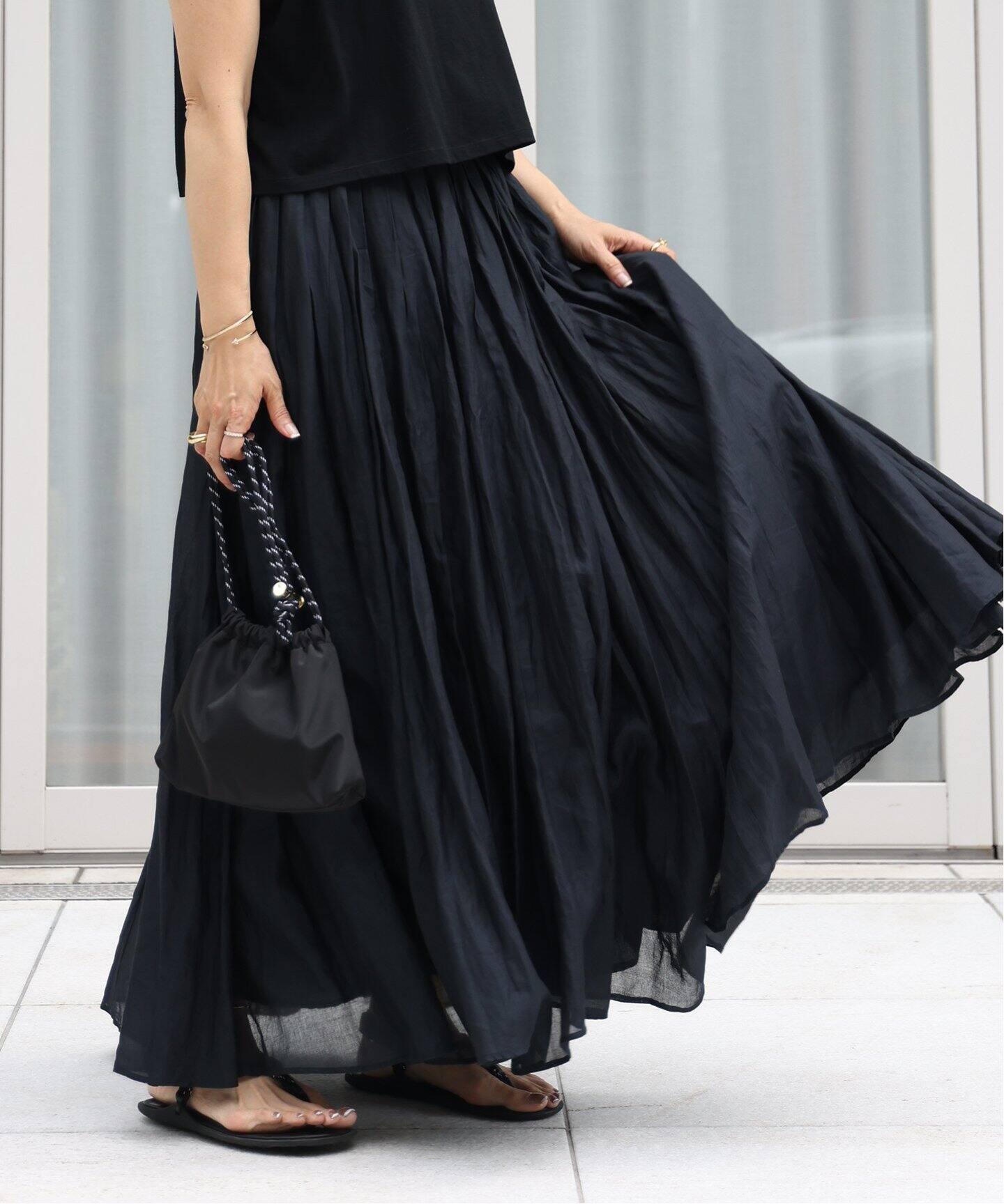 MARILYN MOON/マリリンムーン】 TUCK TECHNIGUE SHEER SKIRT（ロング  