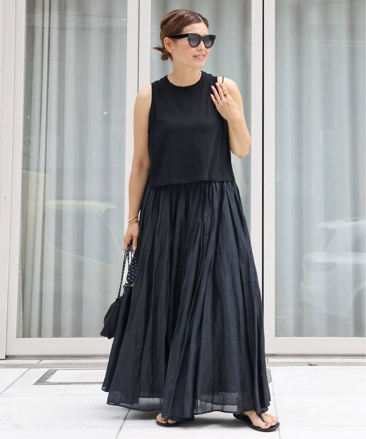 MARILYN MOON/マリリンムーン】 TUCK TECHNIGUE SHEER SKIRT（ロング  