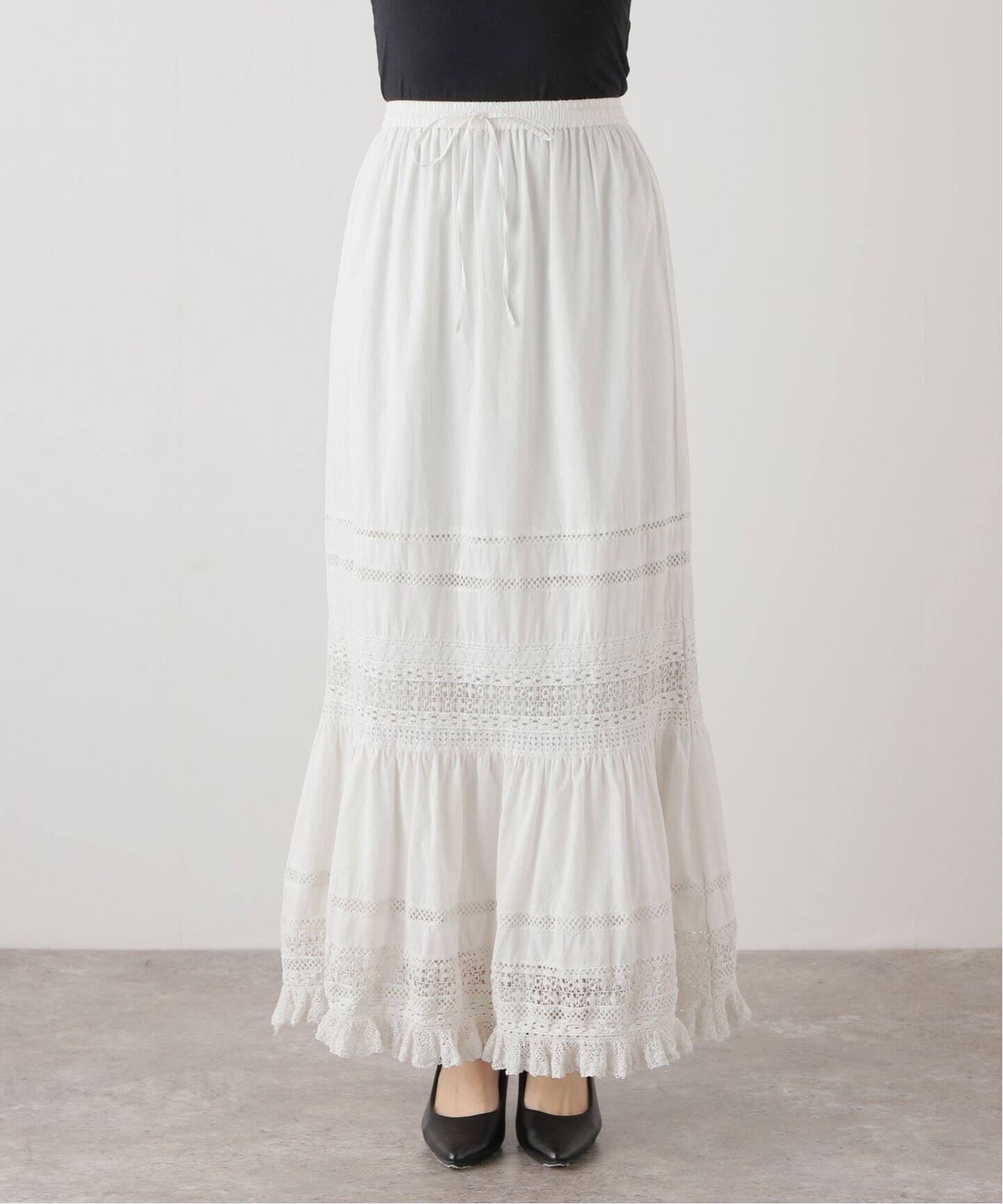 Col Pierrot/コルピエロ】レースティアード スカート（ロング・マキシ  