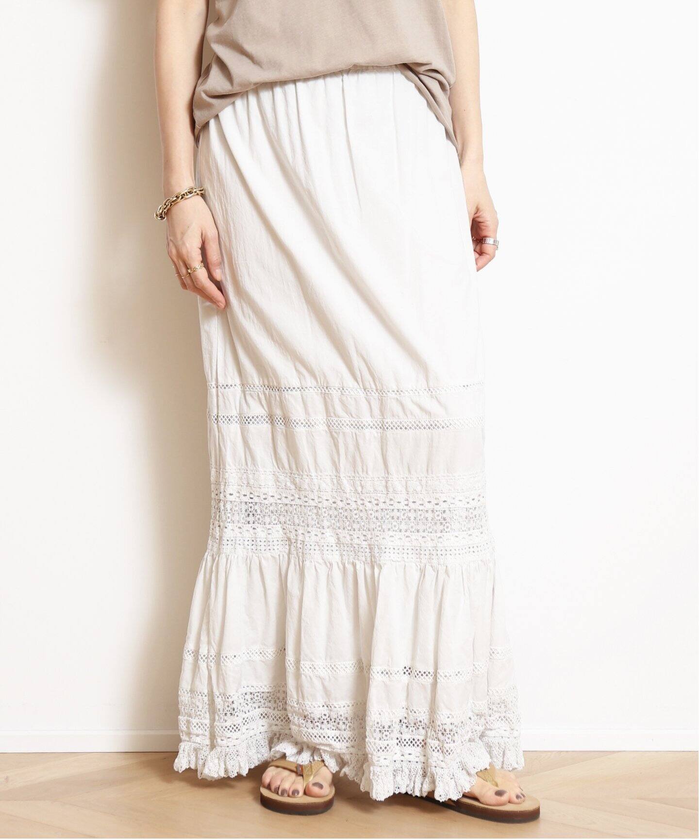 Col Pierrot/コルピエロ】レースティアード スカート（ロング・マキシ  