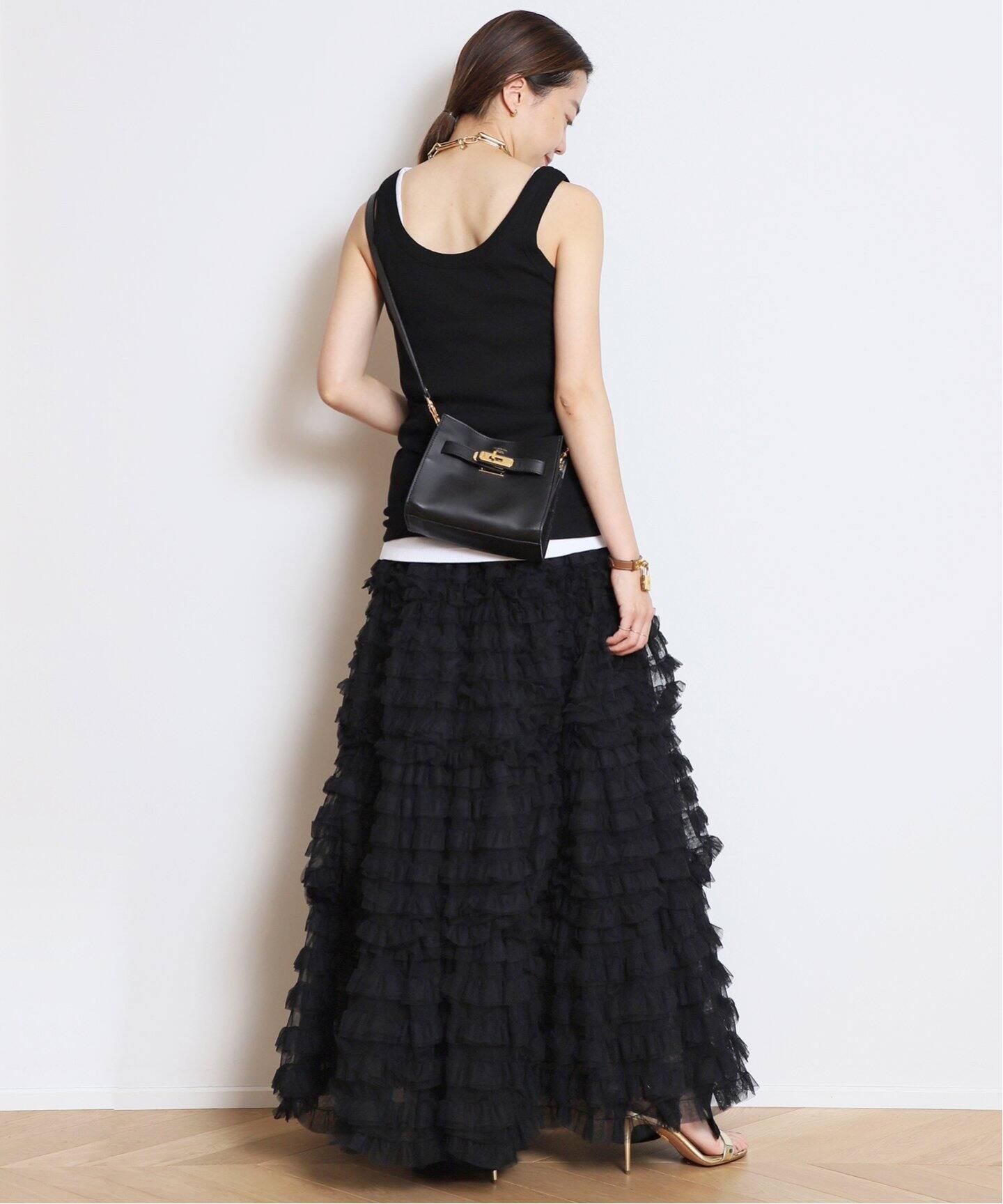 Col Pierrot/コルピエロ】チュールティアードスカート（ロング・マキシ  