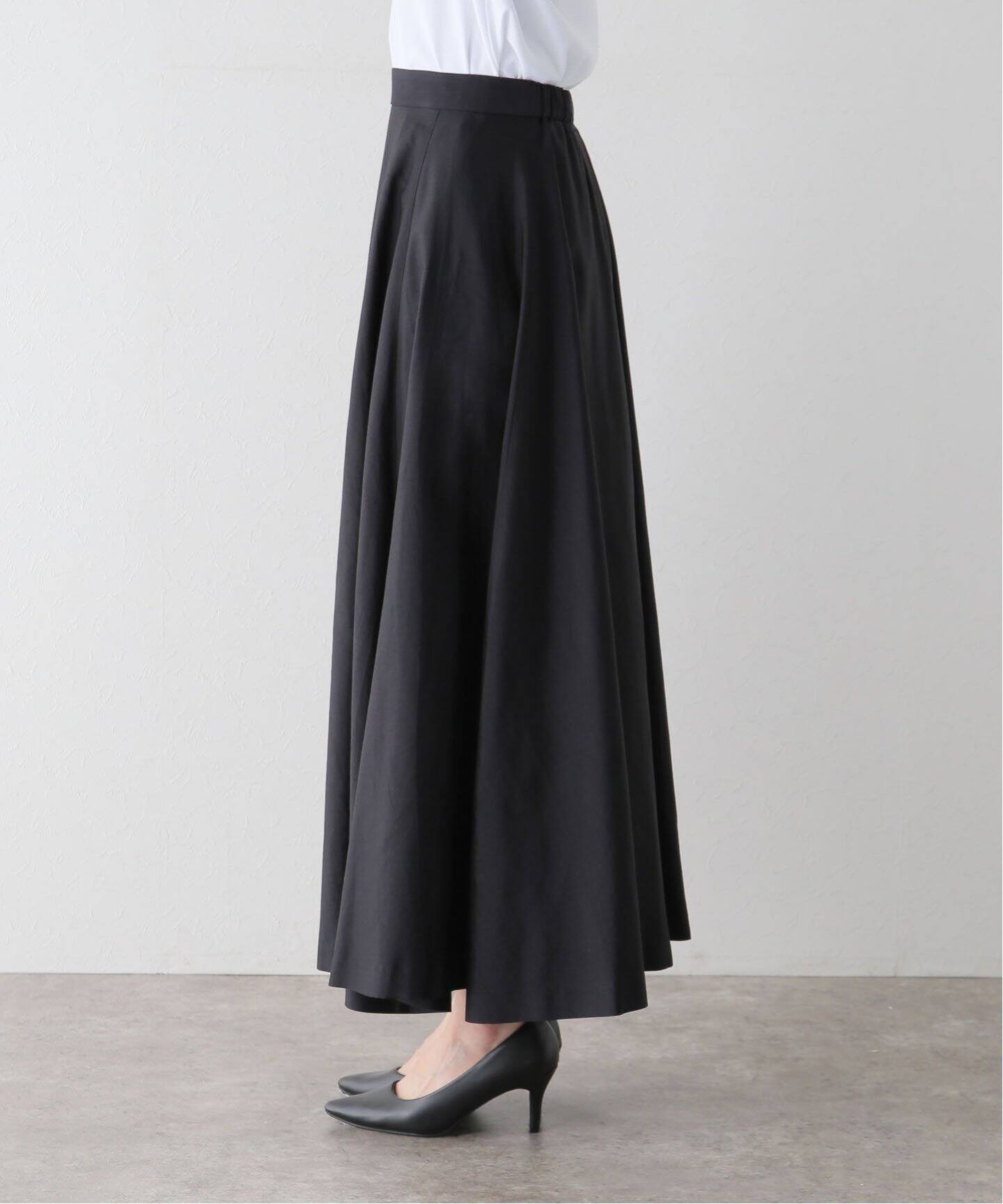 Washable Silk Flare Skirt（ロング・マキシ丈スカート）｜L 